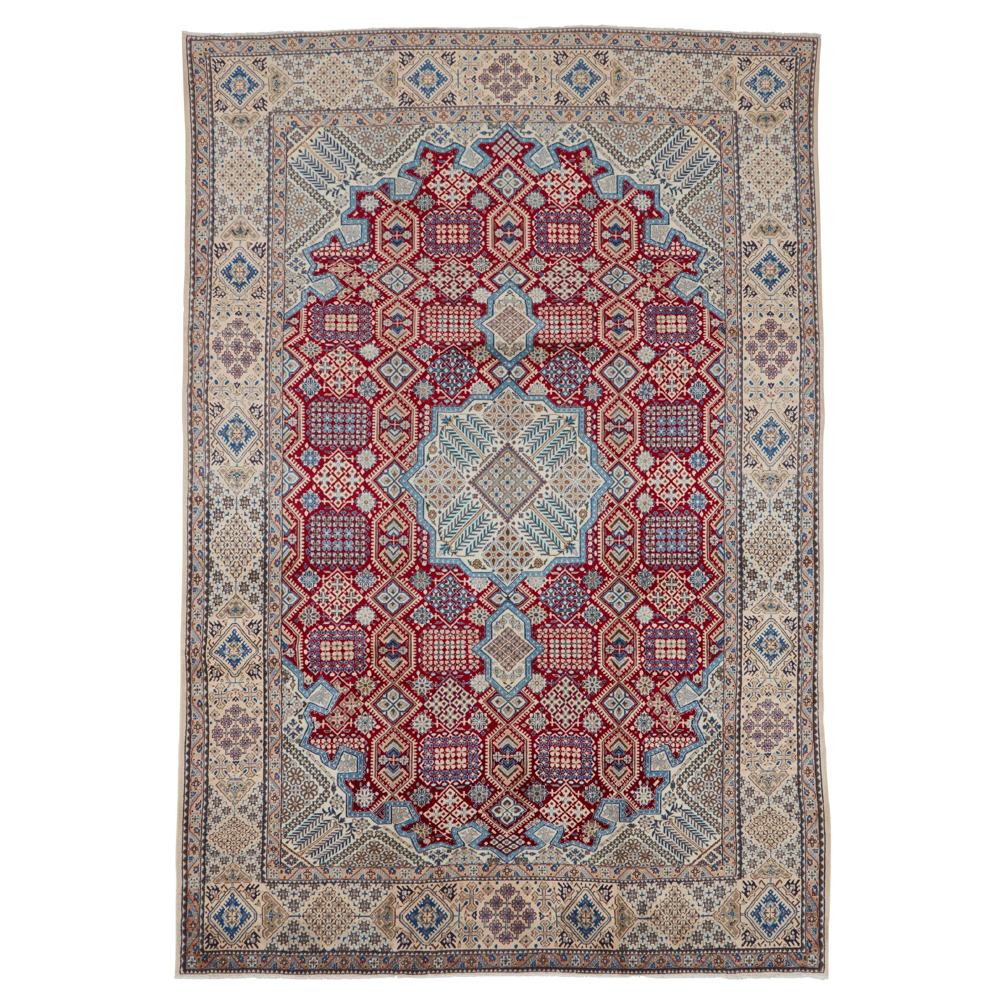 Authentique Persan Nain Tapis de zone en laine nouée à la main Ivoire 8
 0" x 12
 9"