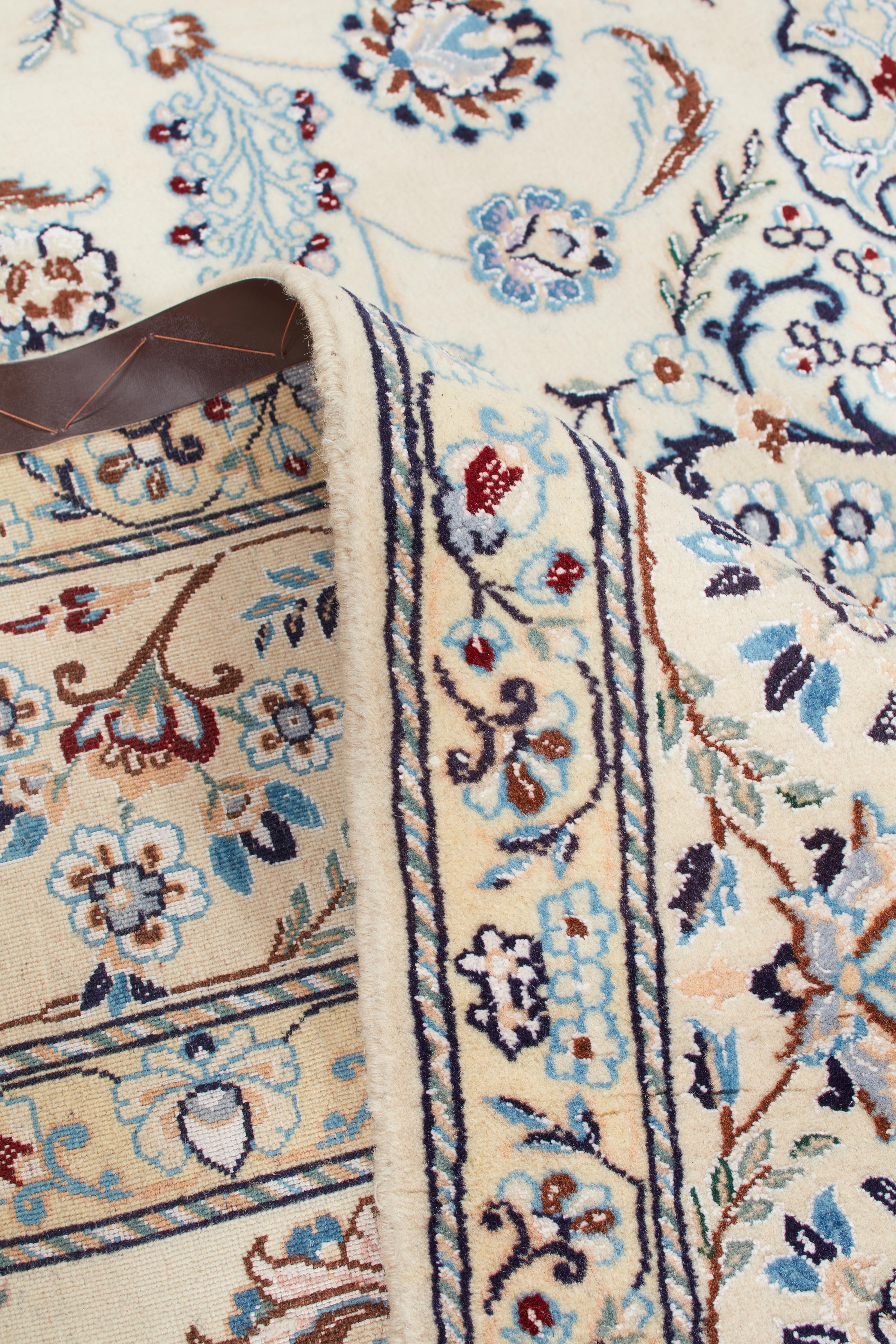 Noué à la main Authentique tapis persan Nain en laine nouée à la main rouge 6' 7