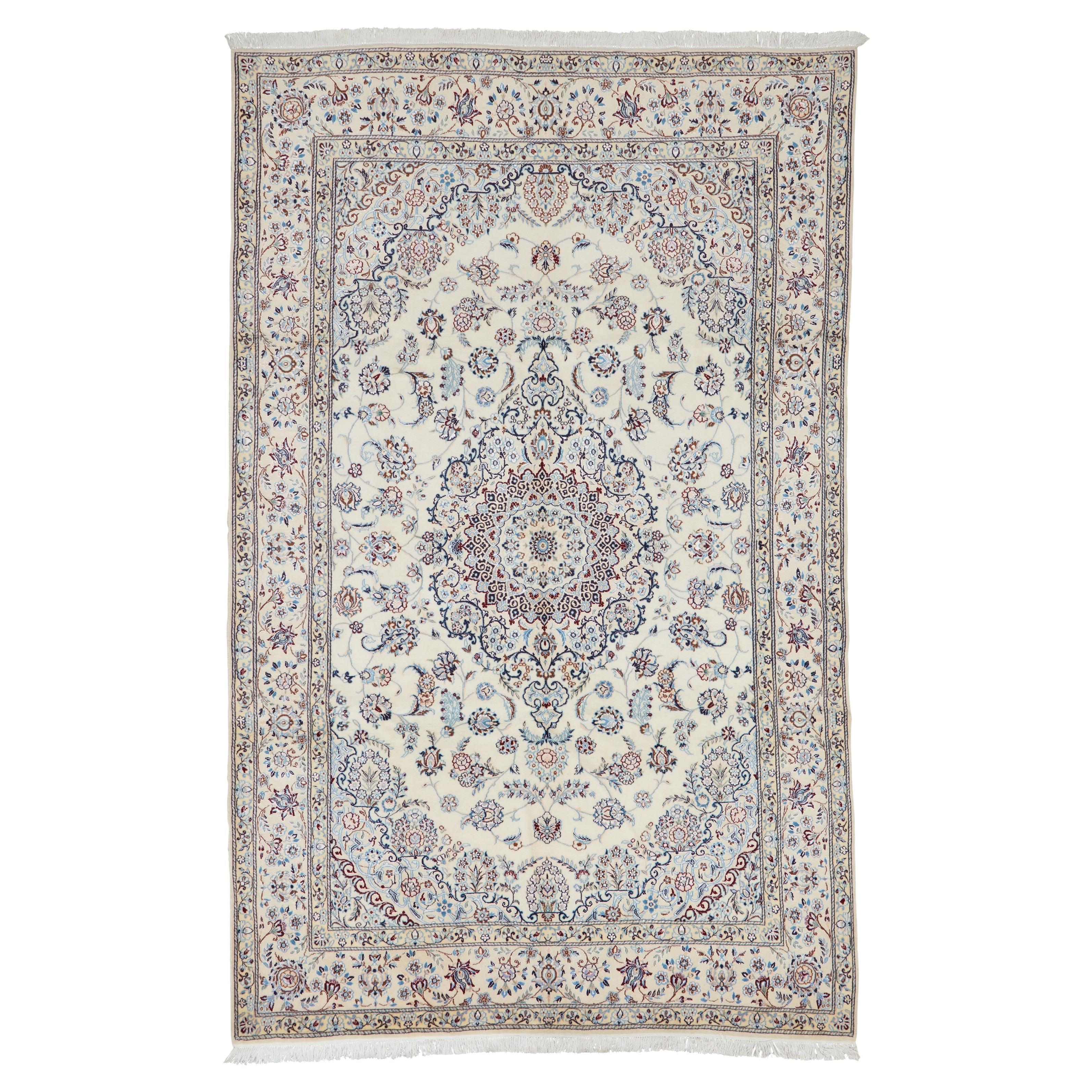 Autentico tappeto persiano Nain, annodato a mano, in lana rossa, 6
7" x 10
6".