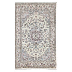 Autentico tappeto persiano Nain, annodato a mano, in lana rossa, 6
7" x 10
6".