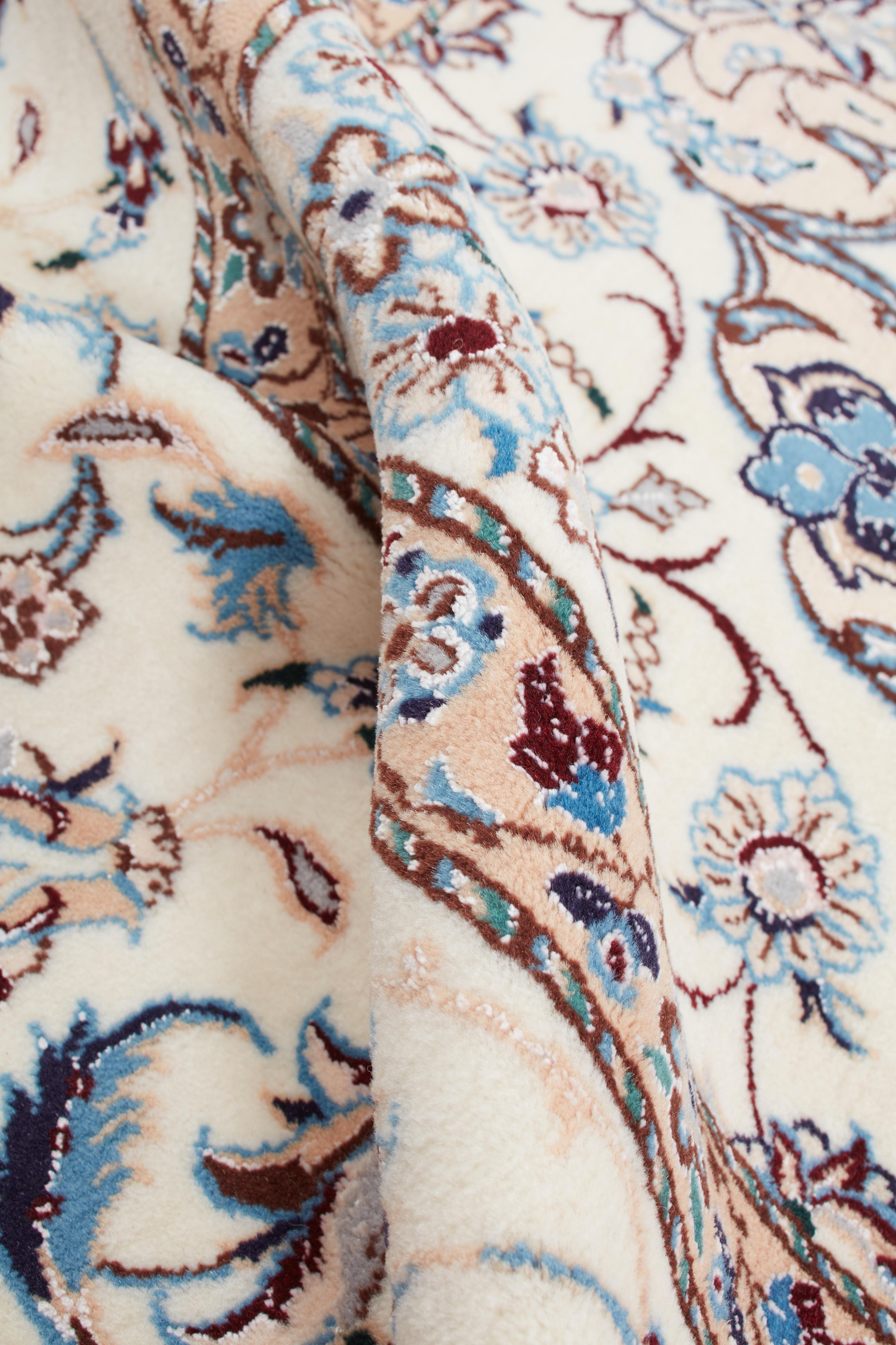 Annodato a mano Autentico tappeto persiano Nain, annodato a mano, in lana rossa, 7' 0