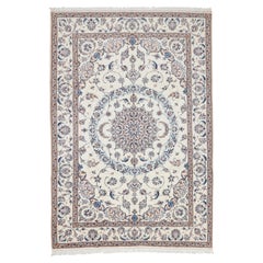 Autentico tappeto persiano Nain, annodato a mano, in lana rossa, 7
0" x 10
0".