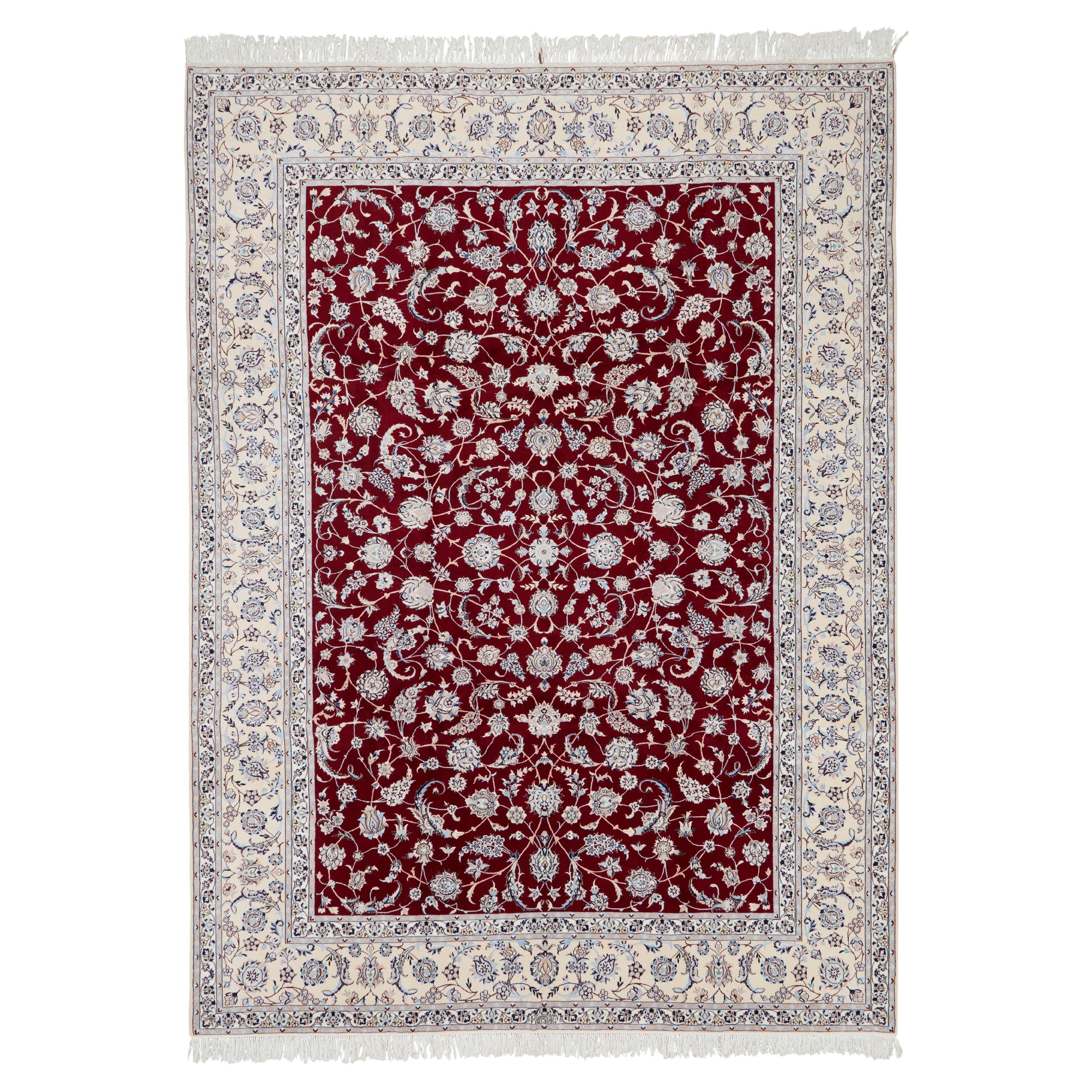 Auténtica Alfombra Persa Nain Anudada a Mano Mezcla de Lana y Seda Marfil 8
 8" x 11
 9 en venta