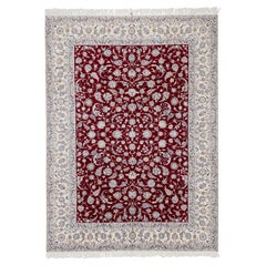 Autentico tappeto persiano Nain annodato a mano in lana misto seta avorio 8
 8" x 11
 9