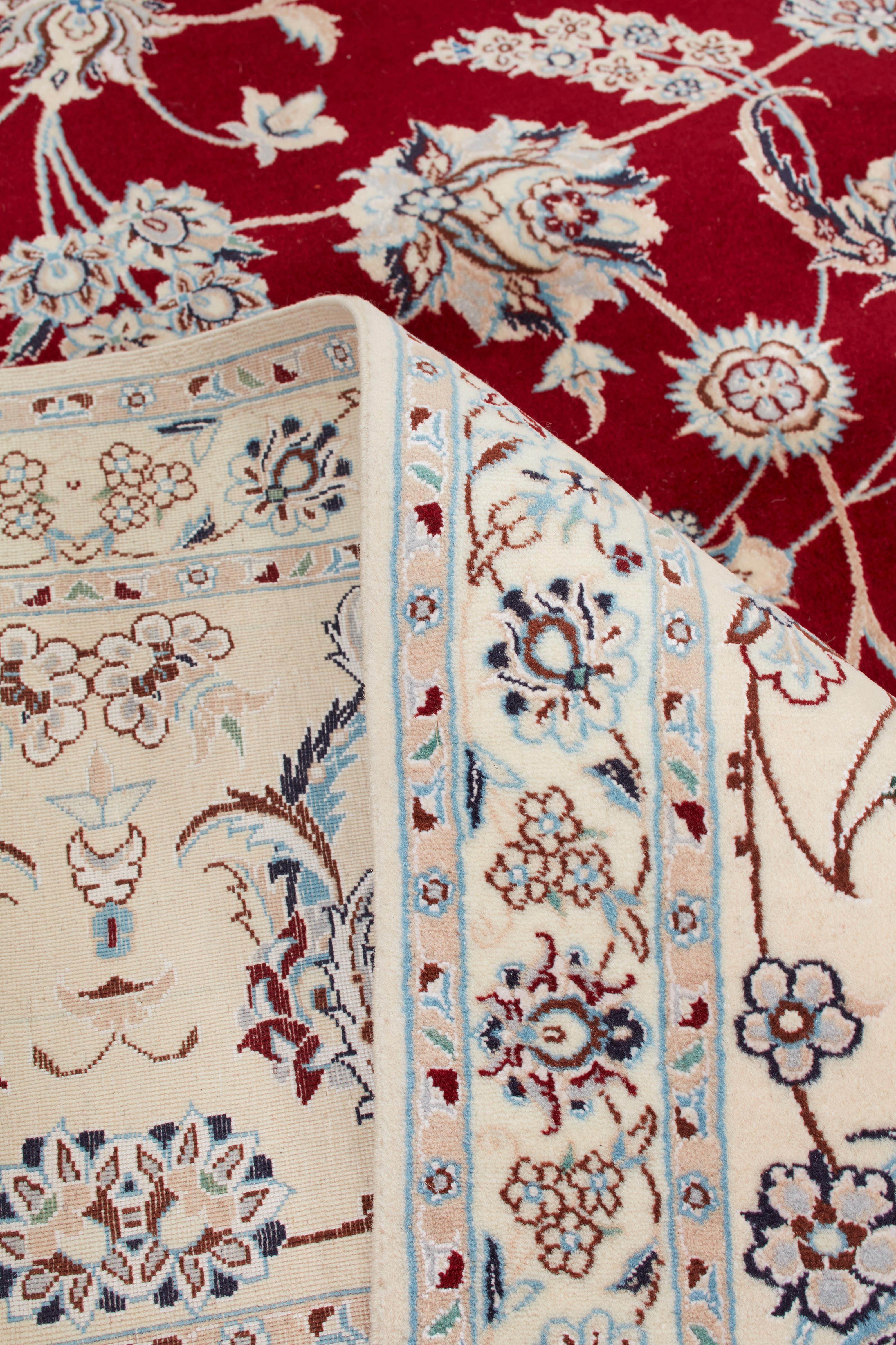 Perse Authentique tapis persan Nain, laine mélangée à la soie, noué à la main, orange 8' 4