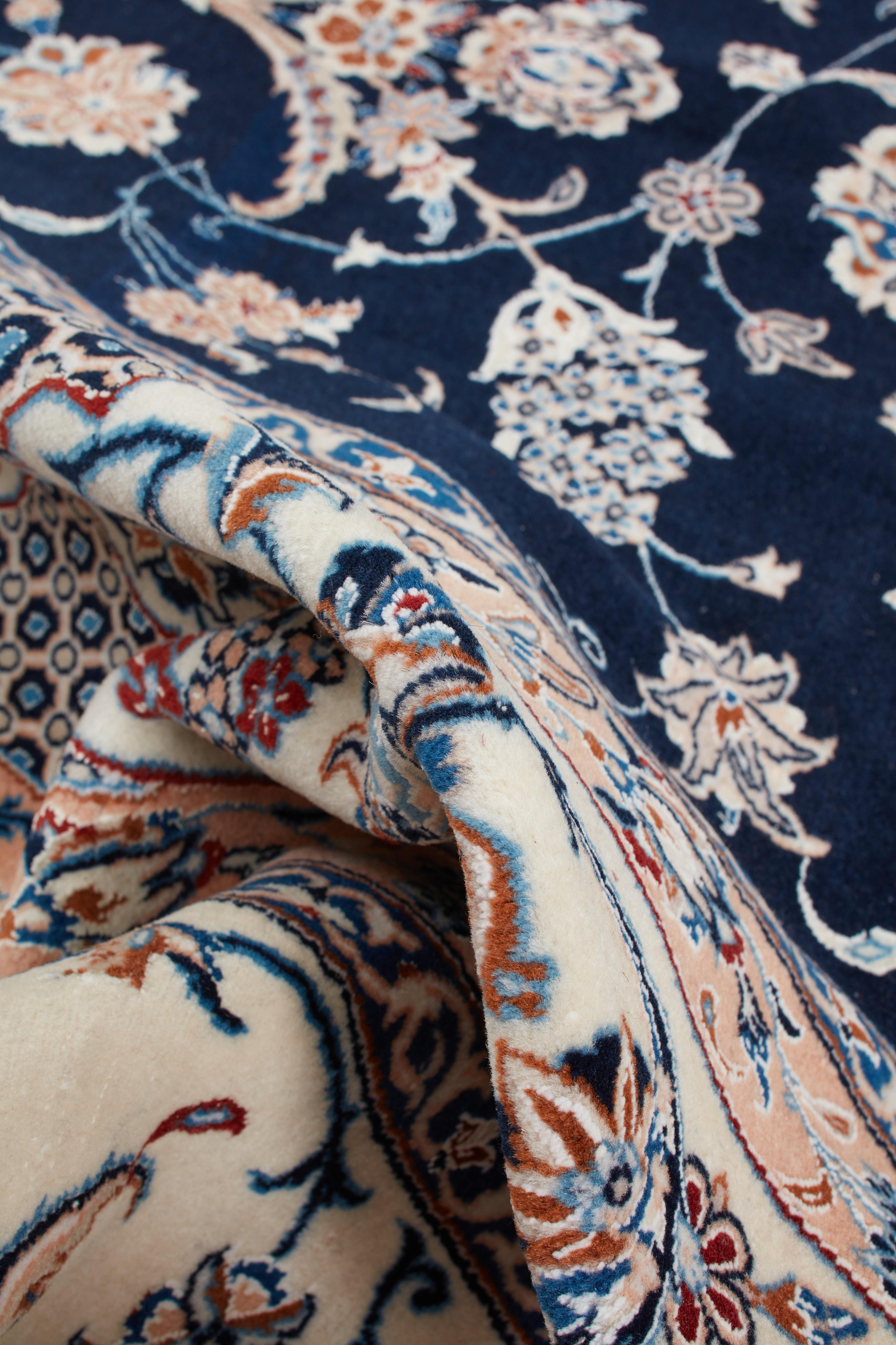 Authentische persische Nain handgeknüpfte Wolle Seidenmischung roten Bereich Teppich 8' 0