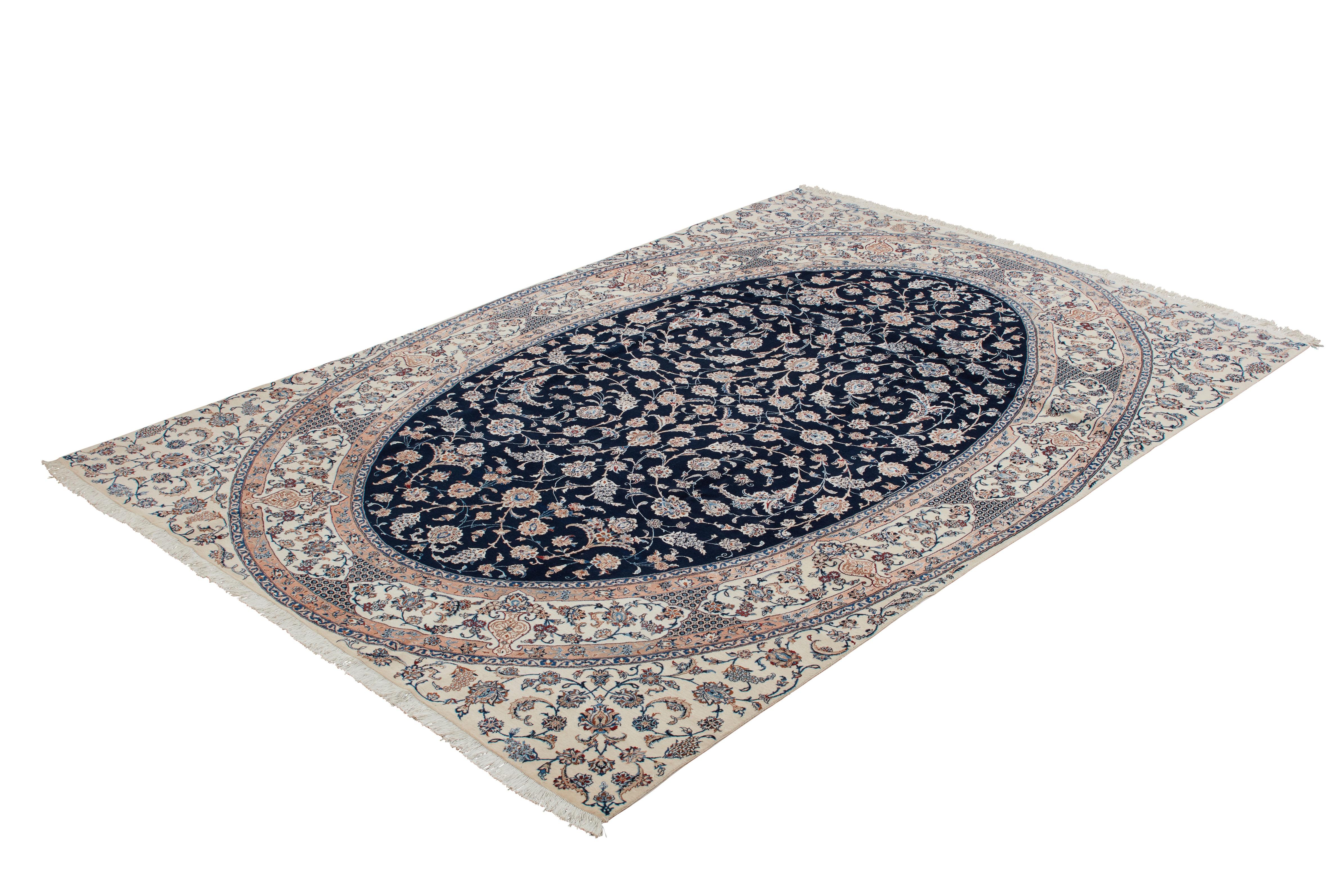 Authentische persische Nain handgeknüpfte Wolle Seidenmischung roten Bereich Teppich 8' 0