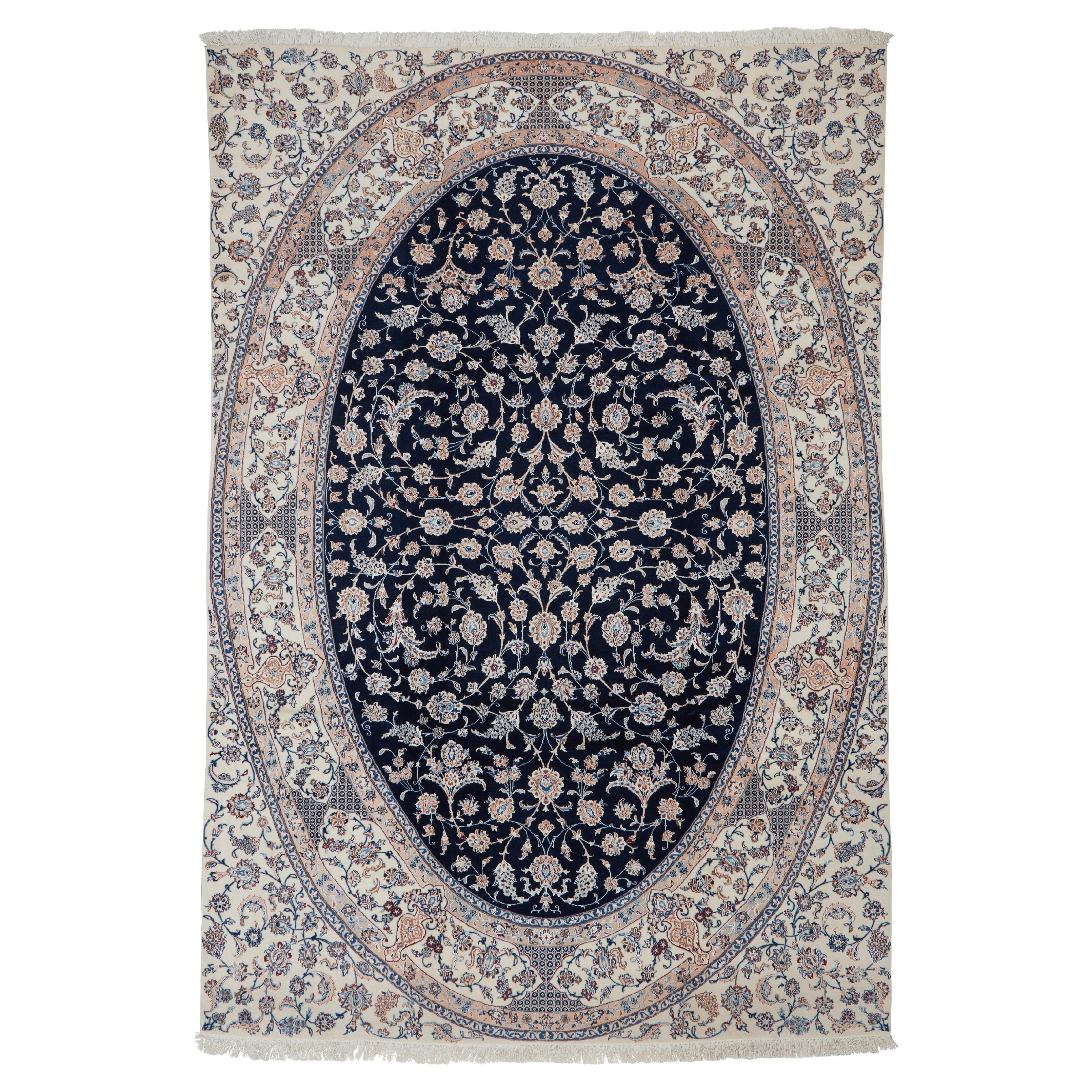 Autentico tappeto persiano Nain, annodato a mano, in lana e seta, rosso, 8
0" x 11
8".