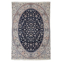 Autentico tappeto persiano Nain, annodato a mano, in lana e seta, rosso, 8
0" x 11
8".