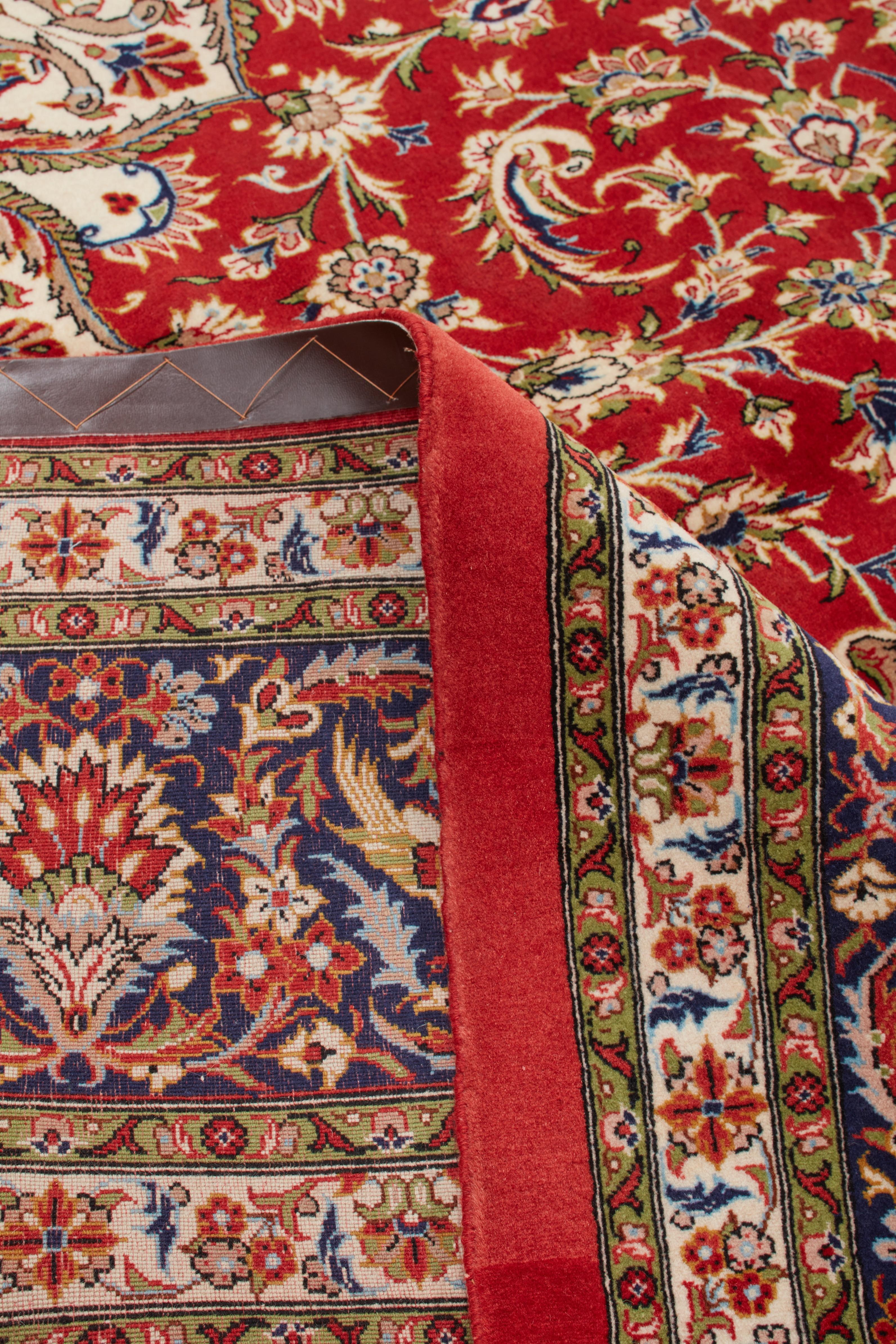 Authentische persische Qom handgeknüpfte Wolle rot Bereich Teppich 8' 2