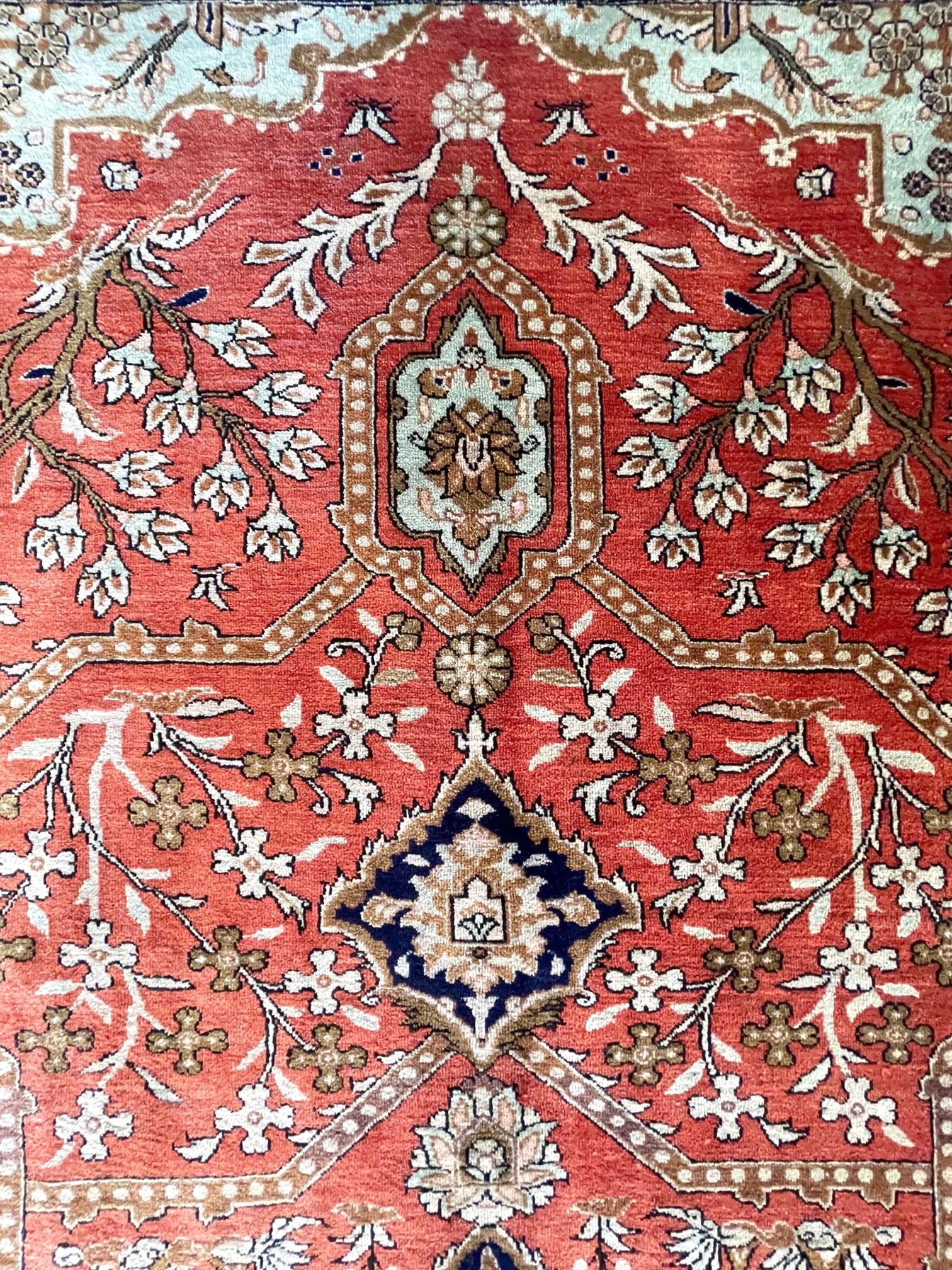 Late 20th Century Authentic Persian Qum Hand Knotted Silk Rug 1970 Circa For Sale