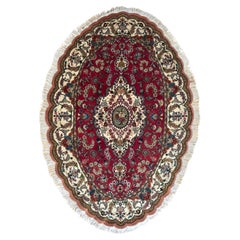 Persian Red Oval Tabriz Rug
