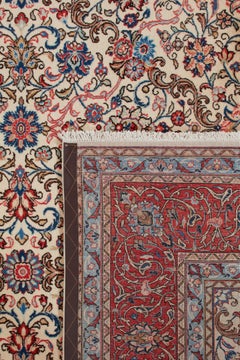 Autentico tappeto persiano Saroogh in lana annodata a mano, color avorio, 8' 0" x 11' 5".