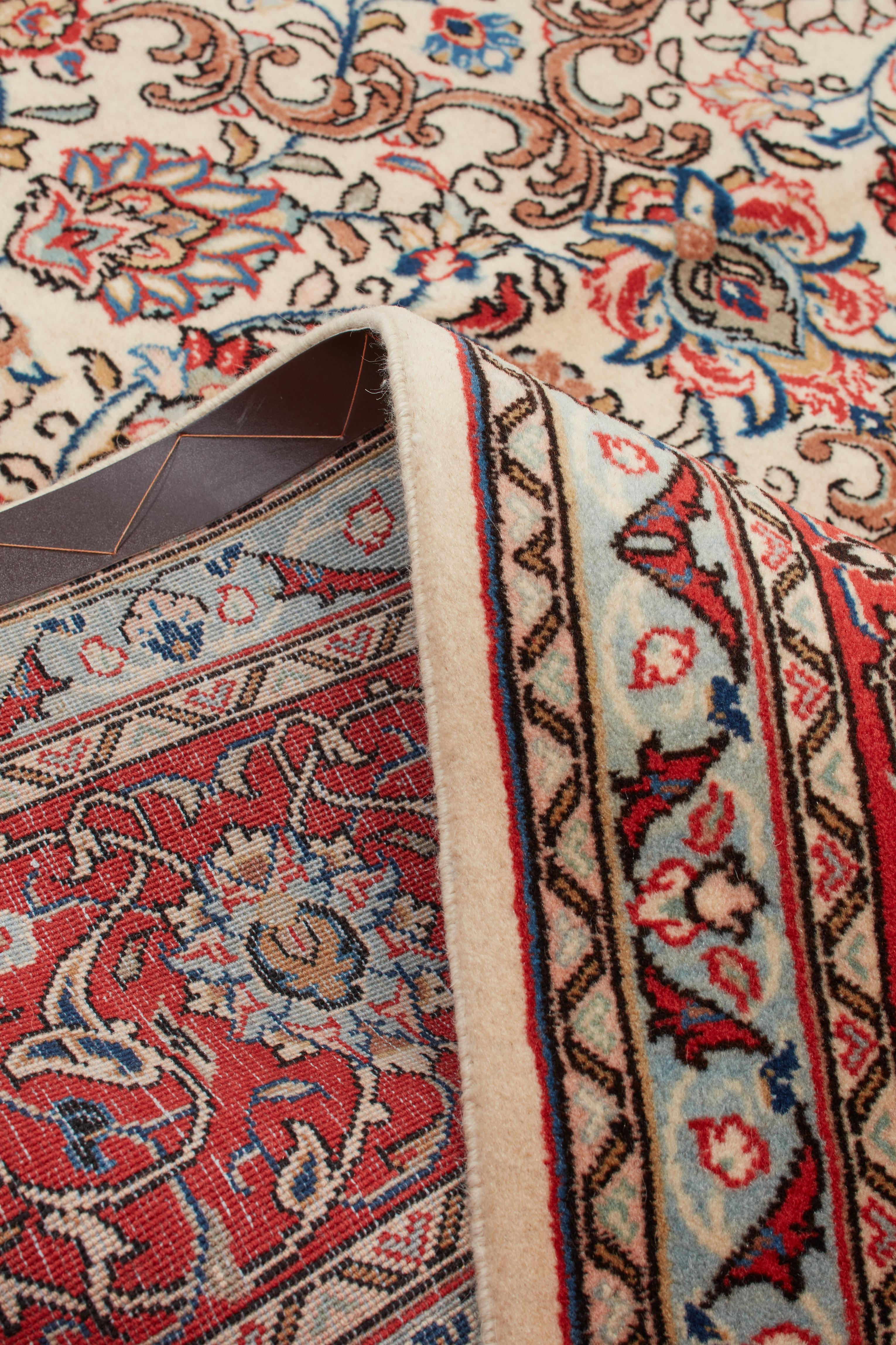 Persiano Autentico tappeto persiano Saroogh in lana annodata a mano, color avorio, 8' 0