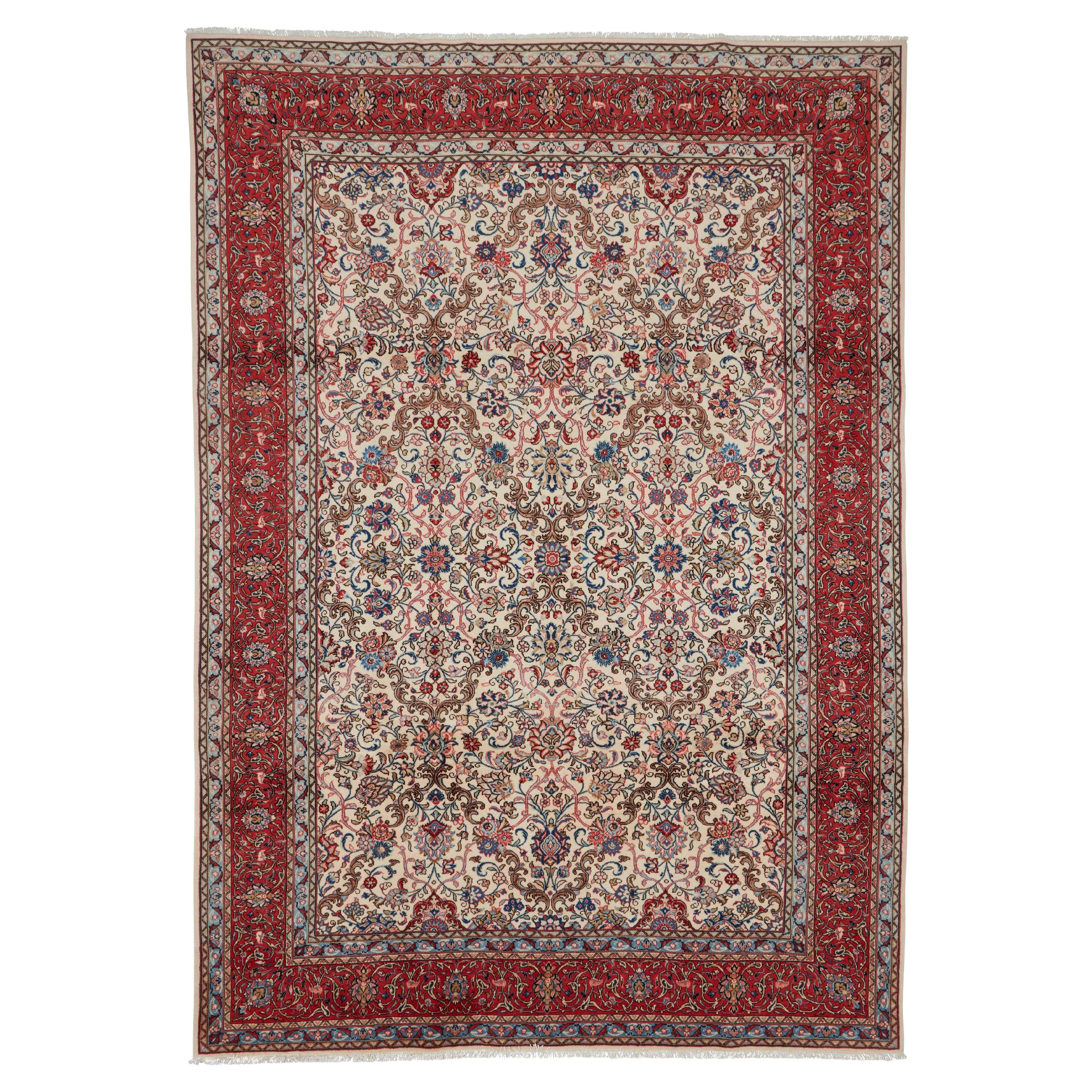 Authentische persische Saroogh handgeknüpfte Wolle Elfenbein Bereich Teppich 8
0" x 11
5"