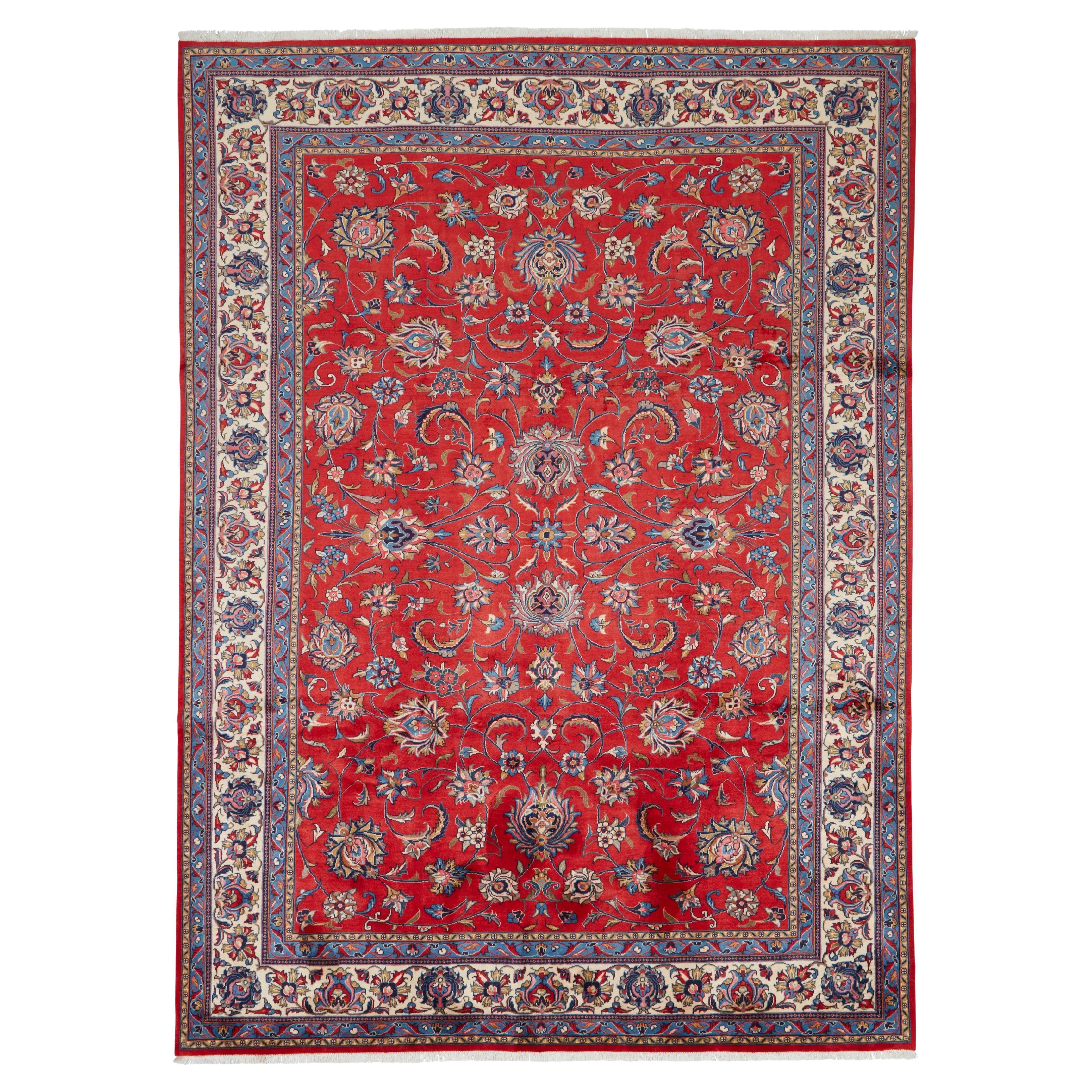 Autentico tappeto persiano Saroogh in lana annodata a mano di colore avorio 8
6" x 11
8"