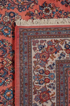 Autentico tappeto persiano Sarouk in lana rossa annodata a mano 6' 4" x 10' 0"