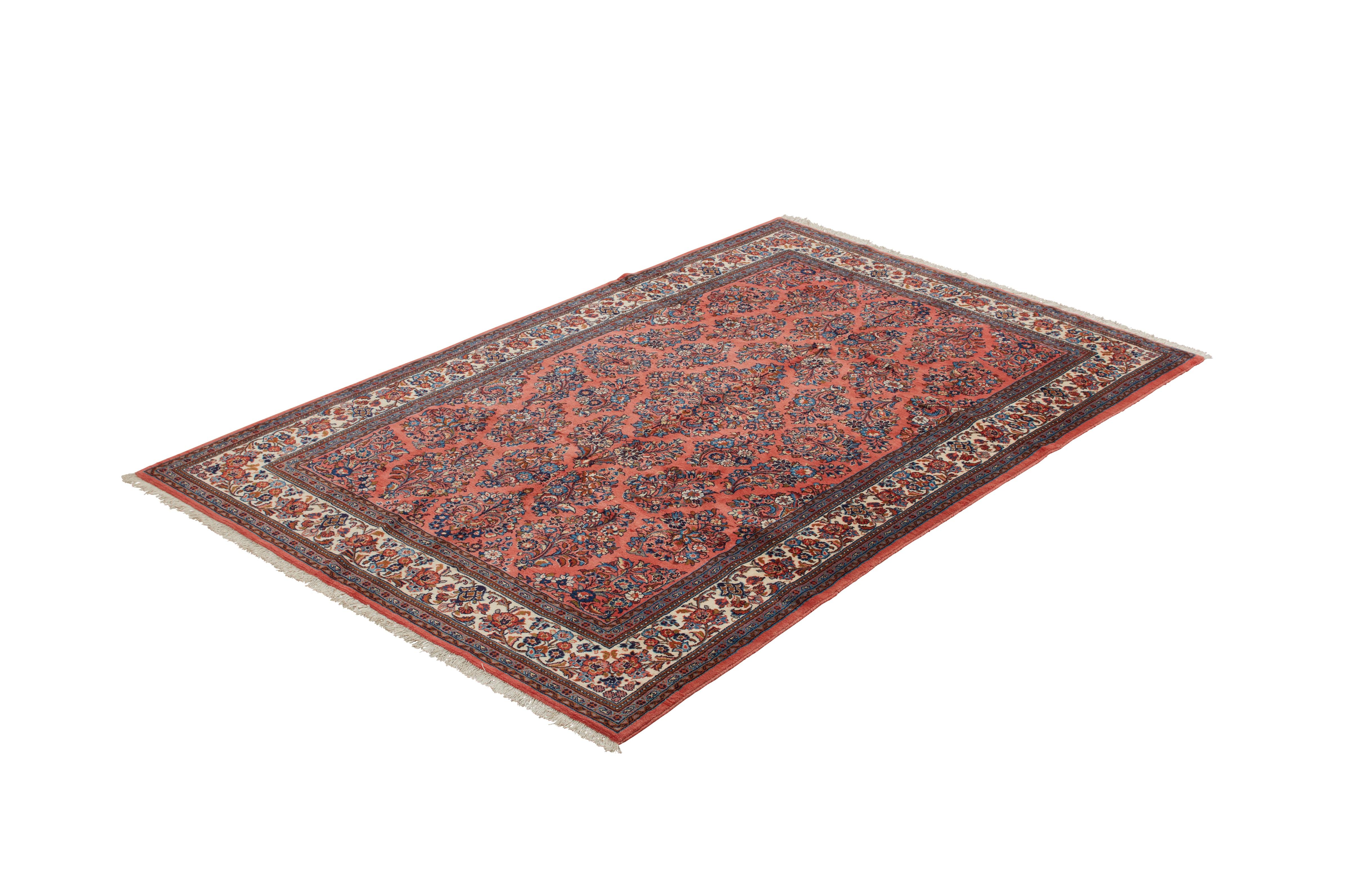 Authentische persische Sarouk handgeknüpft Wolle rot Bereich Teppich 6' 4