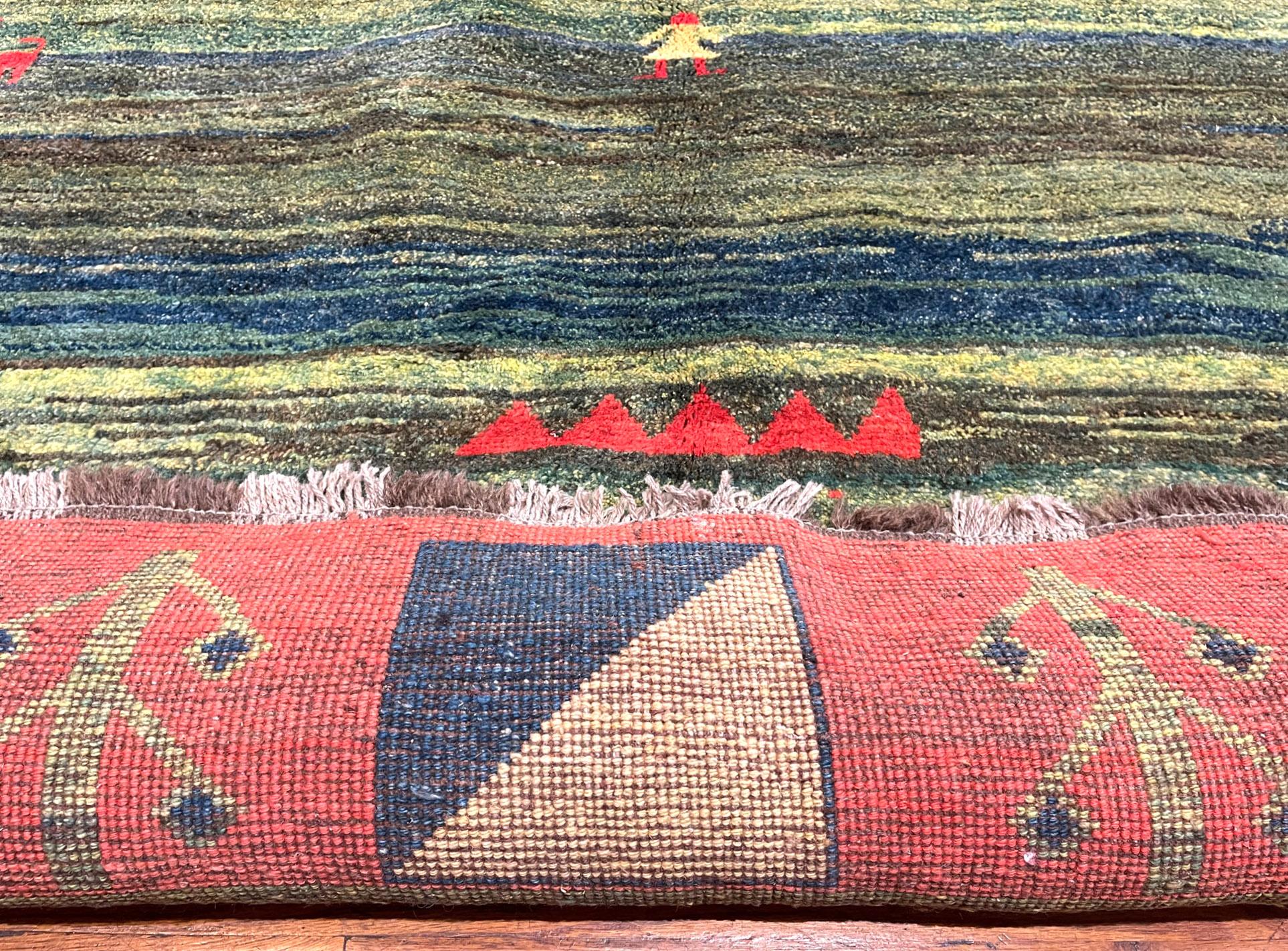  Authentic Persian Shiraz Hand Knotted Tribal Red Blue Green Gabbeh For Sale 5