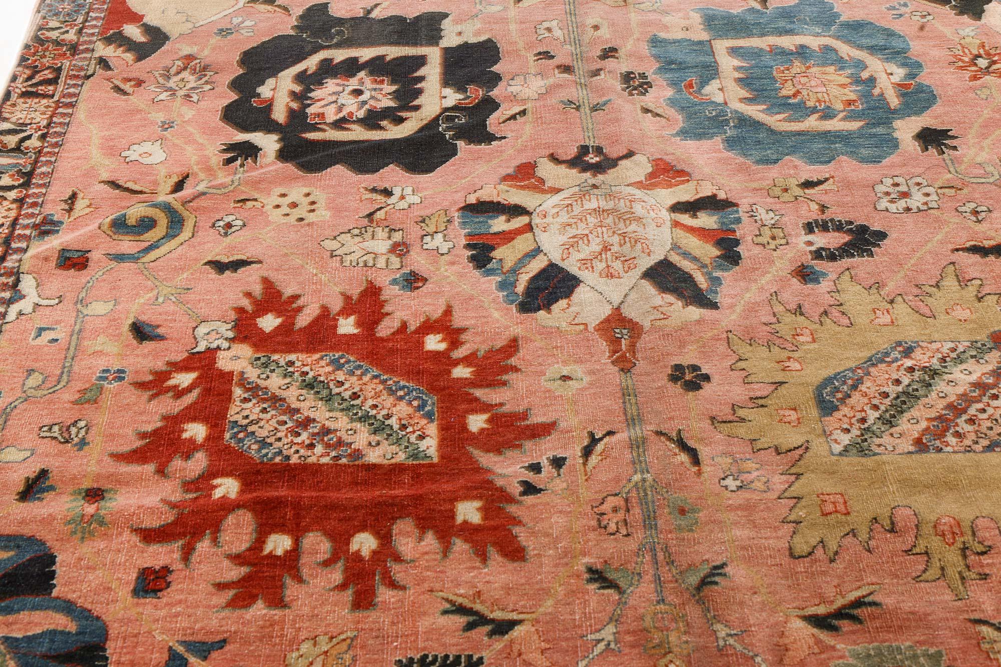 Hand-Knotted Authentic Persian Tabriz Botanic Carpet For Sale
