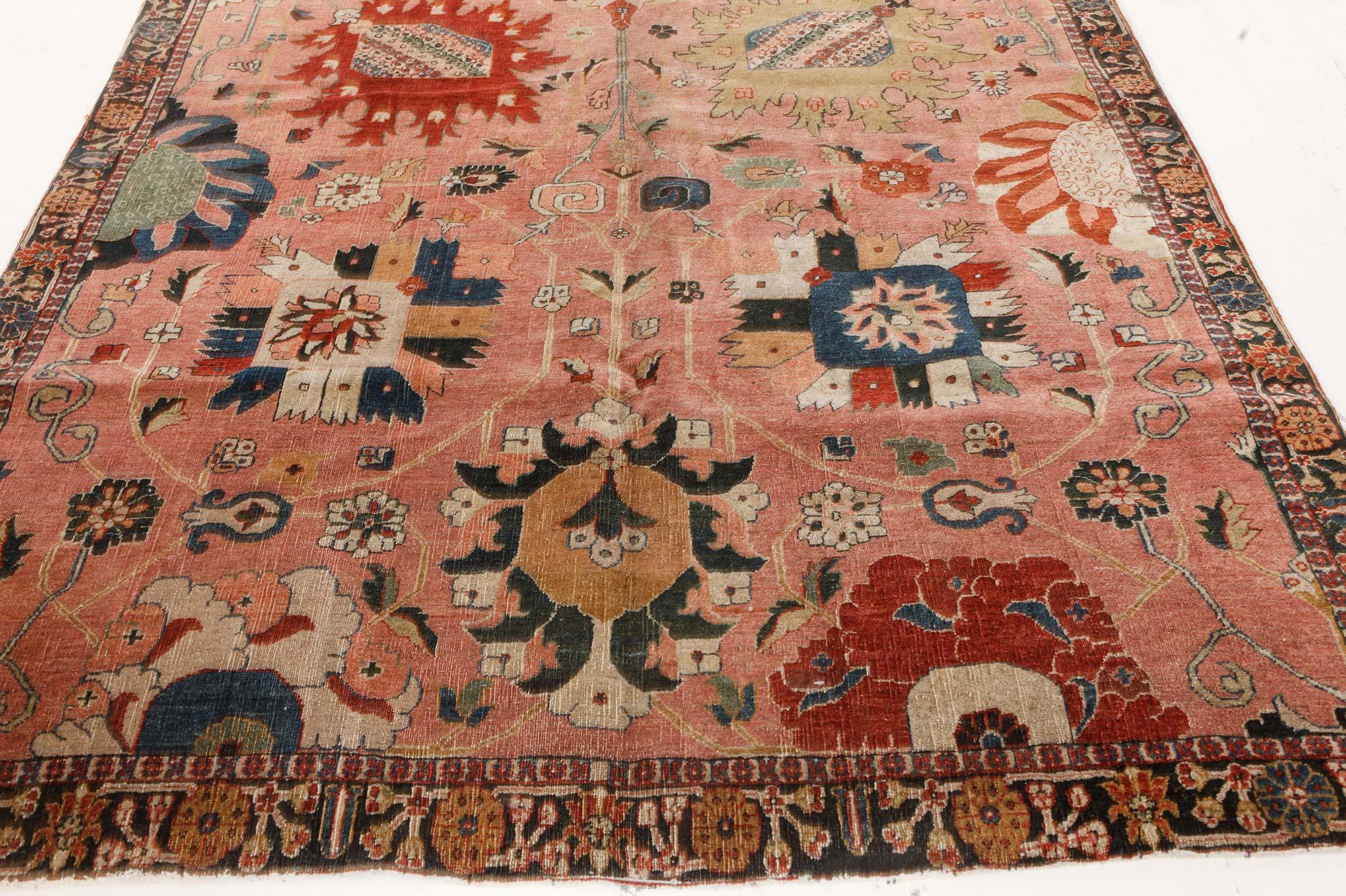 Wool Authentic Persian Tabriz Botanic Carpet For Sale
