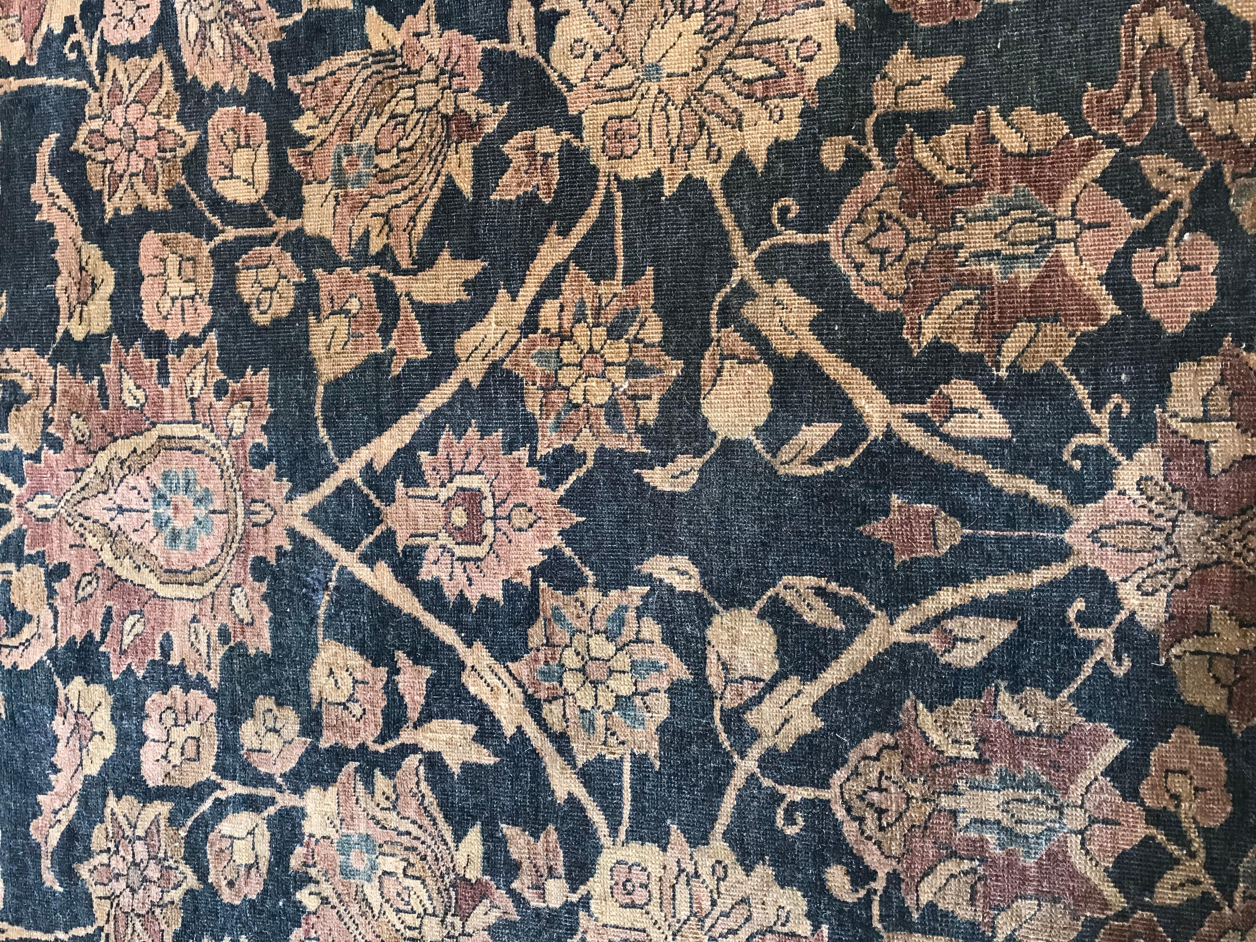 Authentic Persian Tabriz Botanic Handmade Wool Rug For Sale 5