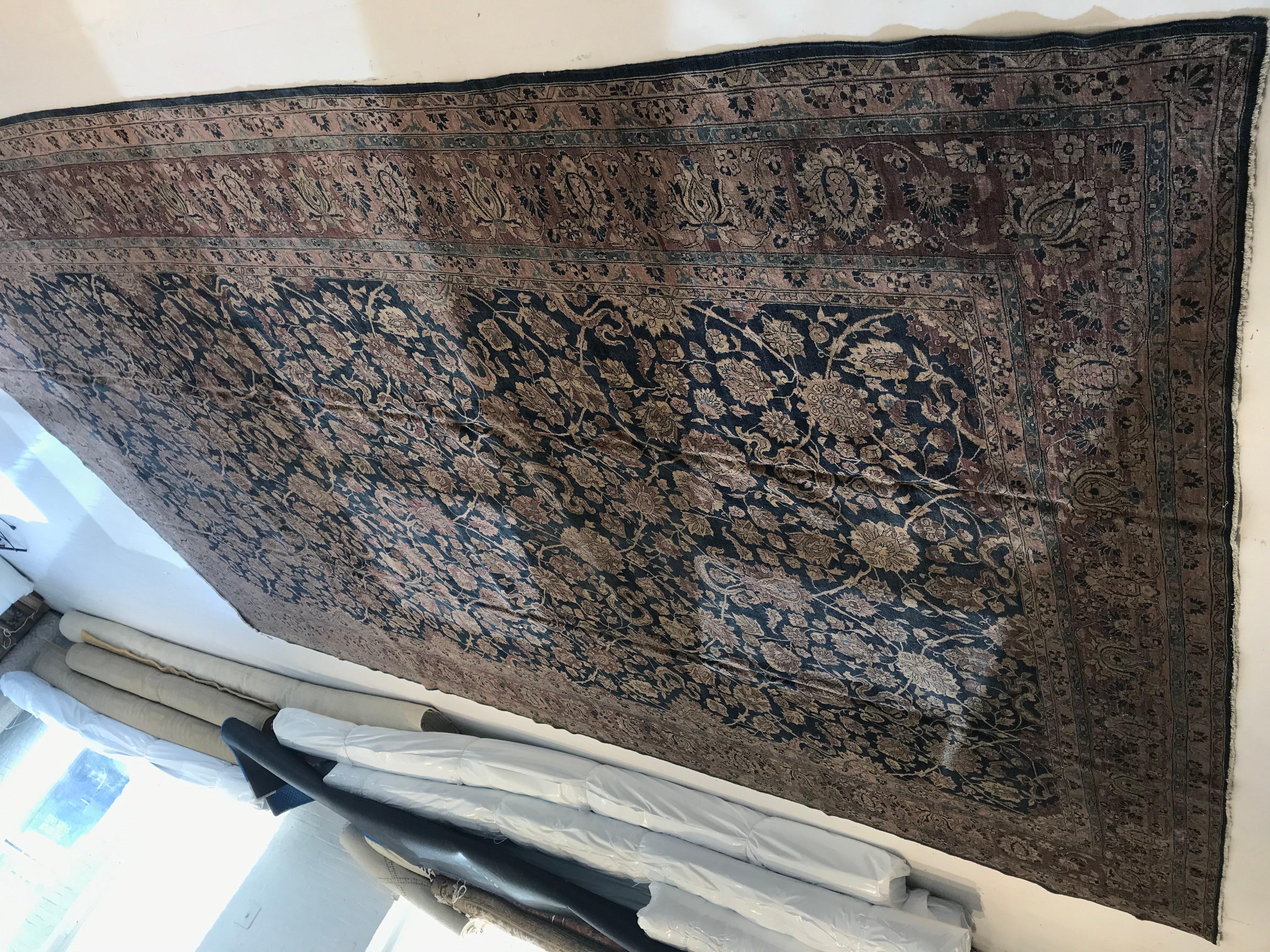 Authentic Persian Tabriz Botanic Handmade Wool Rug For Sale 2