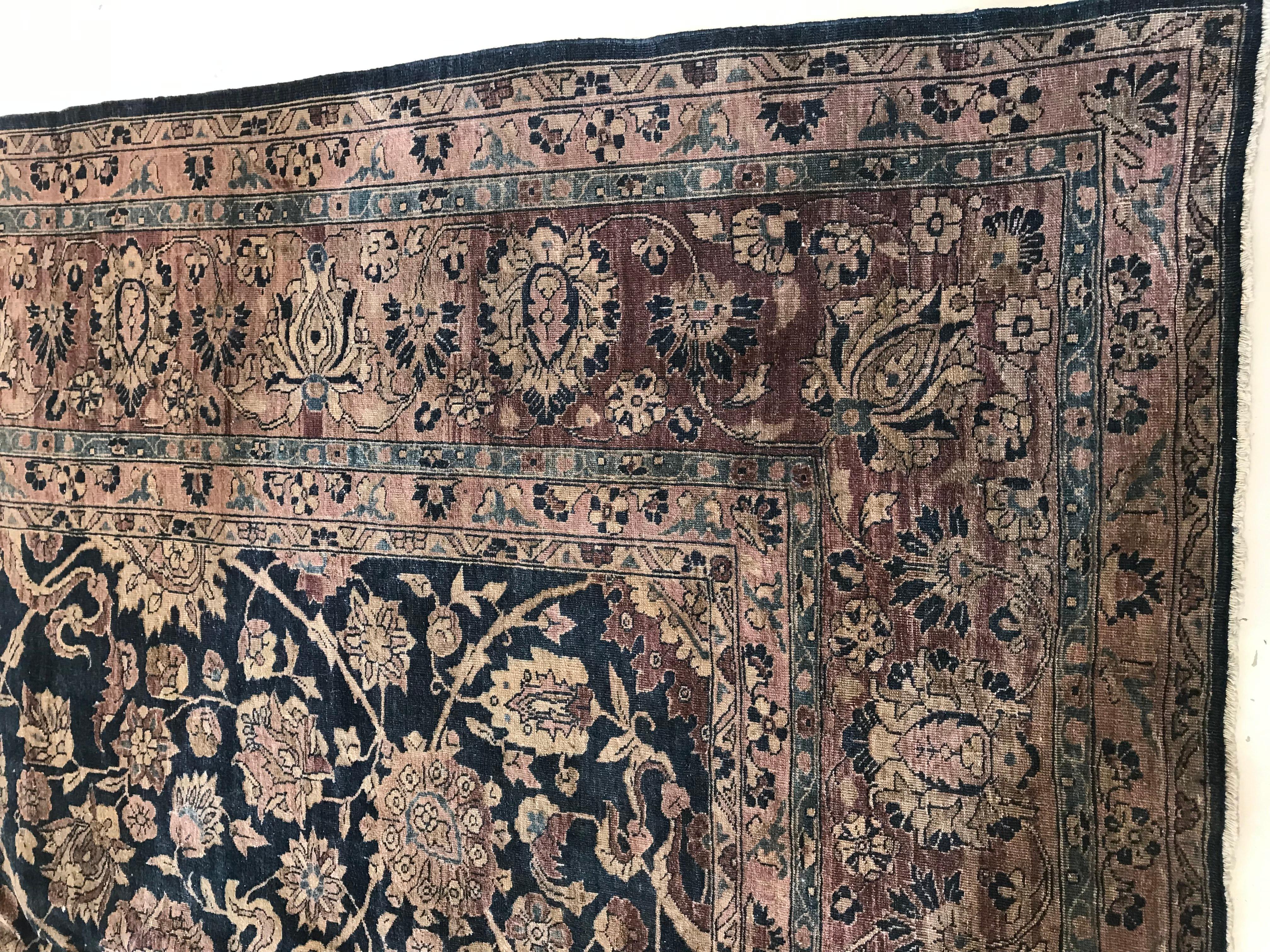 Doris Leslie Blau Tappeto autentico persiano Tabriz Botanic in lana fatto a mano in vendita 1
