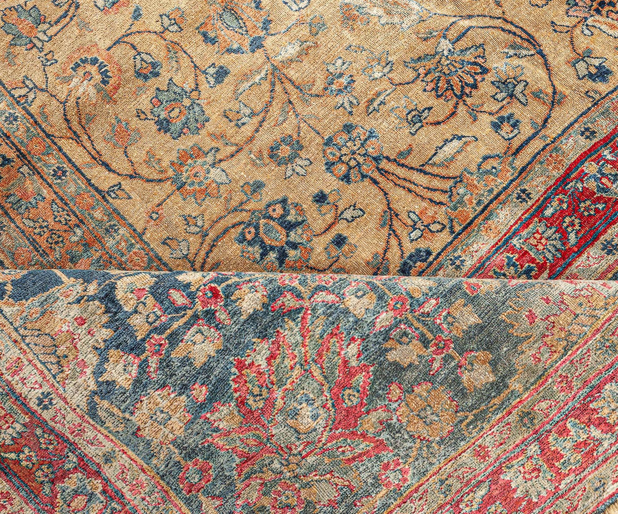 Authentic Persian Tabriz Botanic handmade wool rug
Size: 10'9