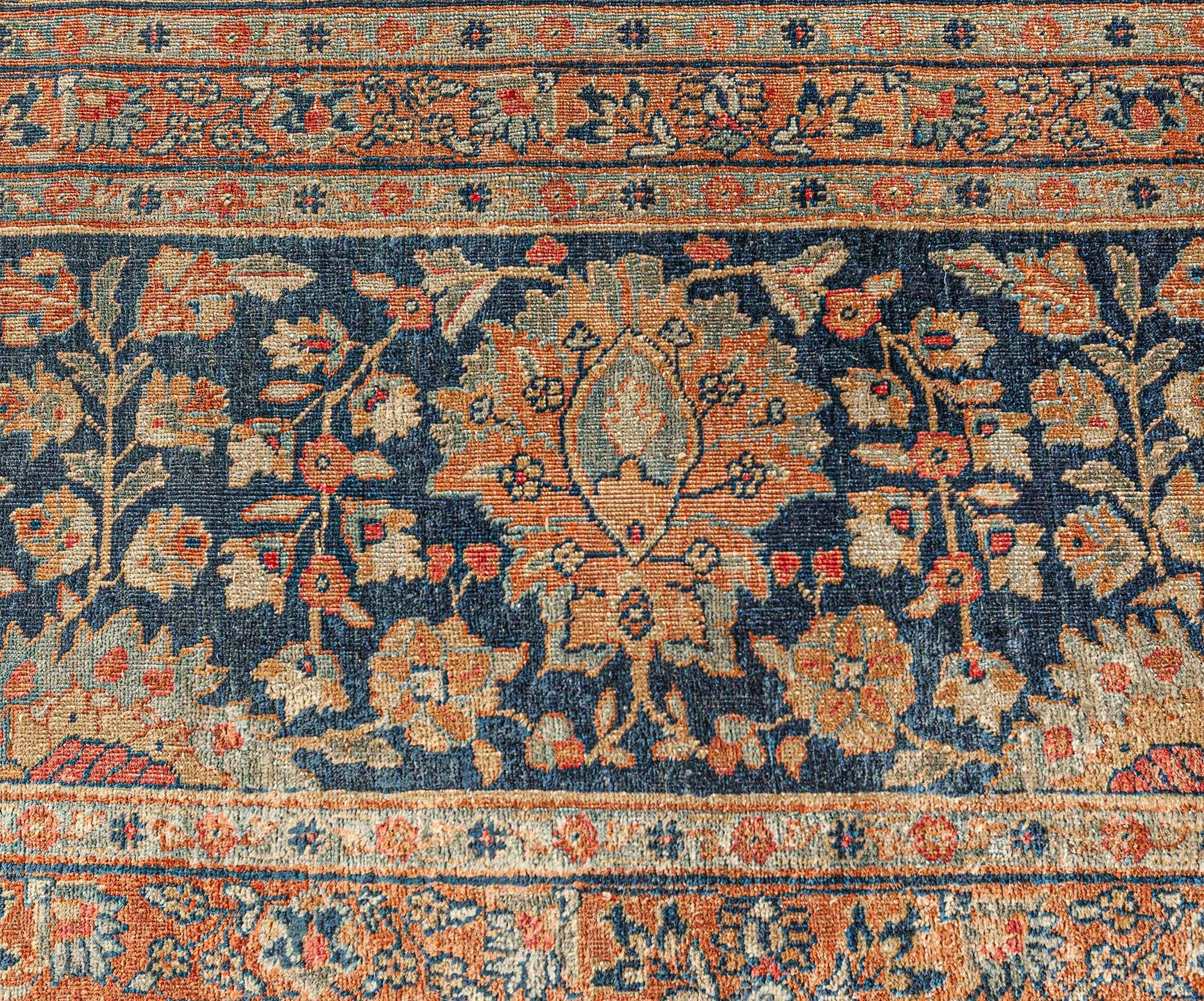 Authentic Persian Tabriz Botanic Handmade Wool Rug In Good Condition For Sale In New York, NY