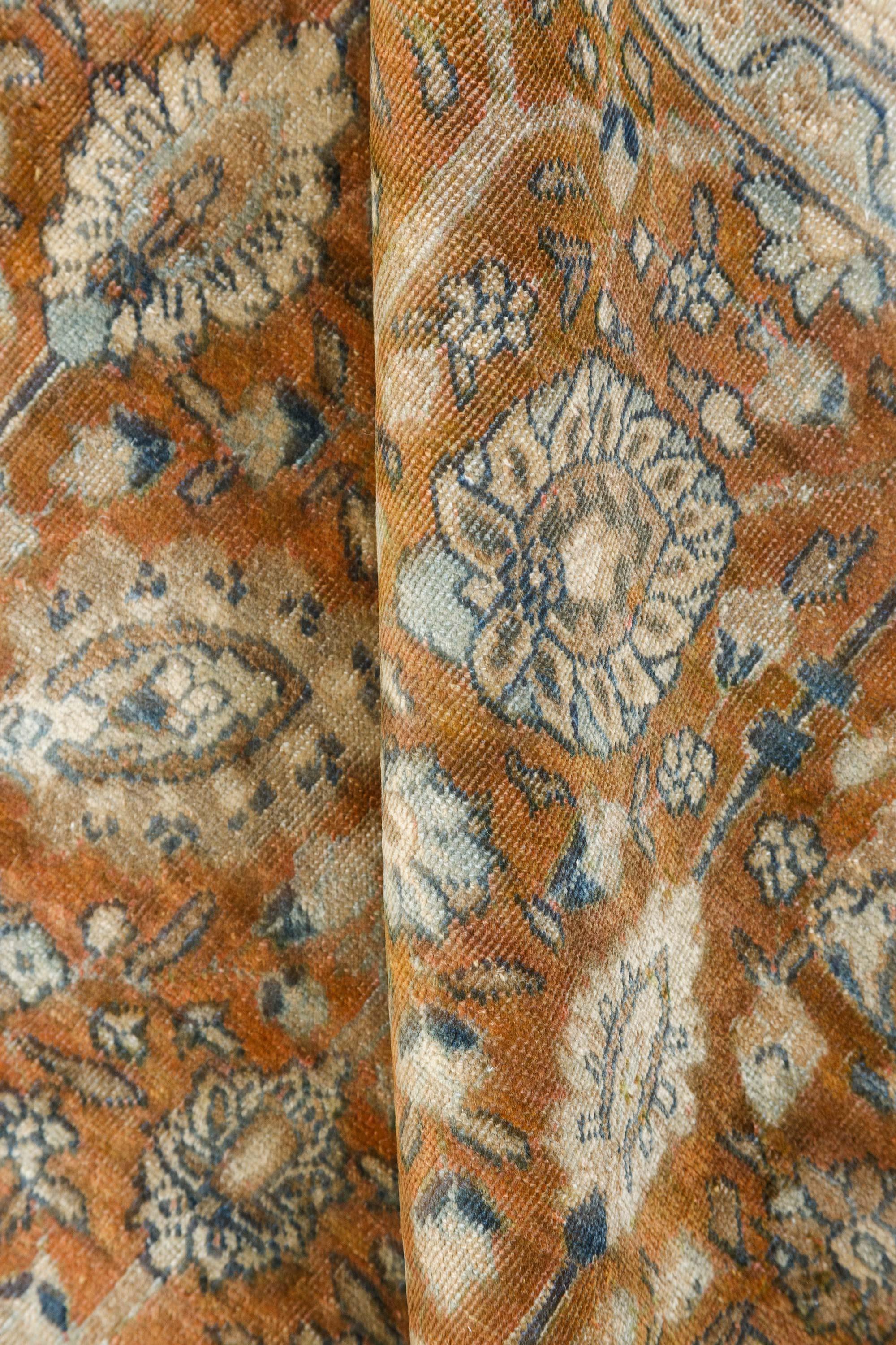 Authentic Persian Tabriz brown blue handmade wool carpet
Size: 11'10