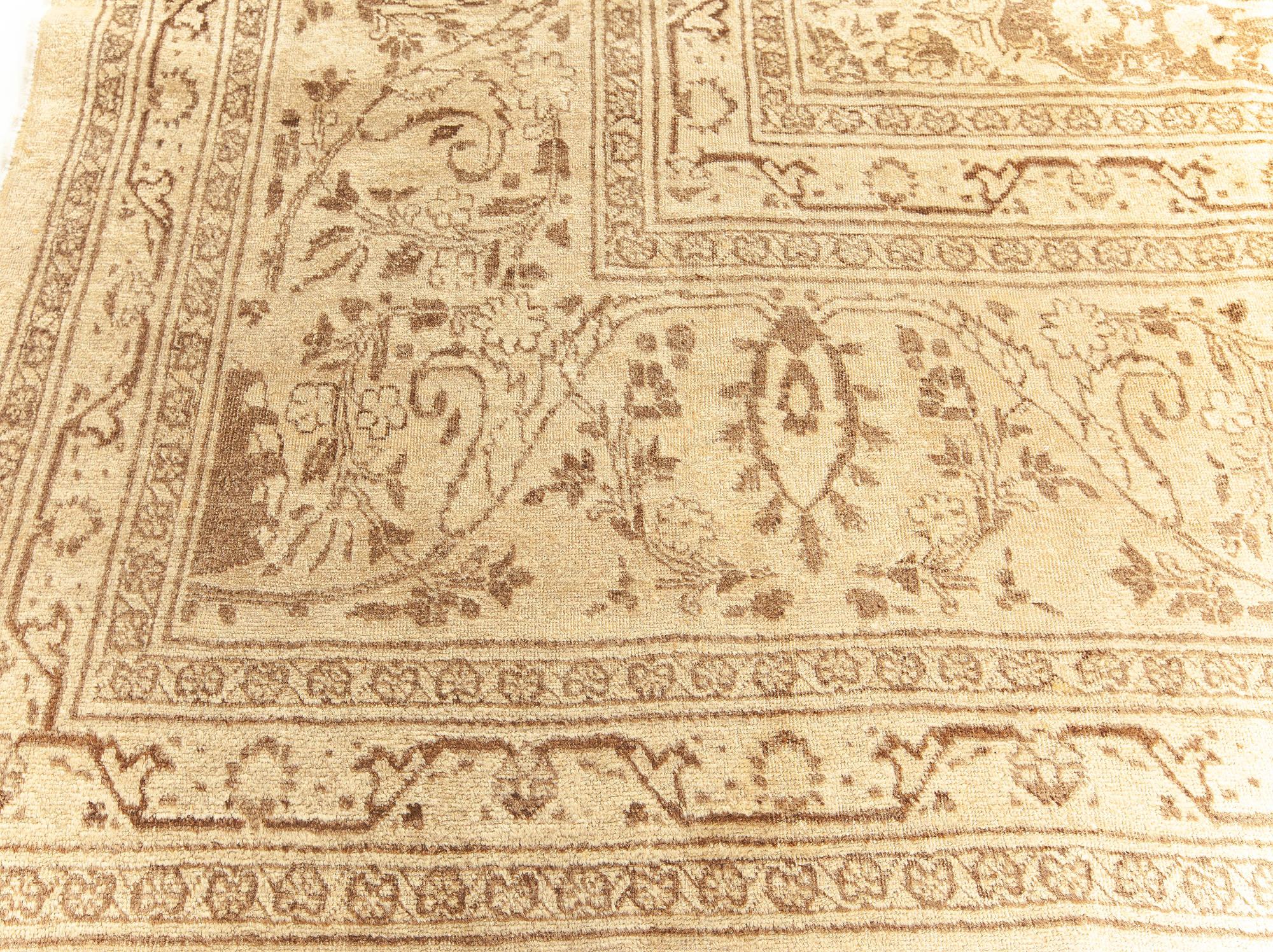 Doris Leslie Blau Tappeto autentico Tabriz persiano in lana marrone fatto a mano in vendita 1