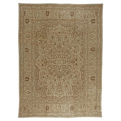 Authentique tapis persan Tabriz en laine, fait main, de couleur Brown