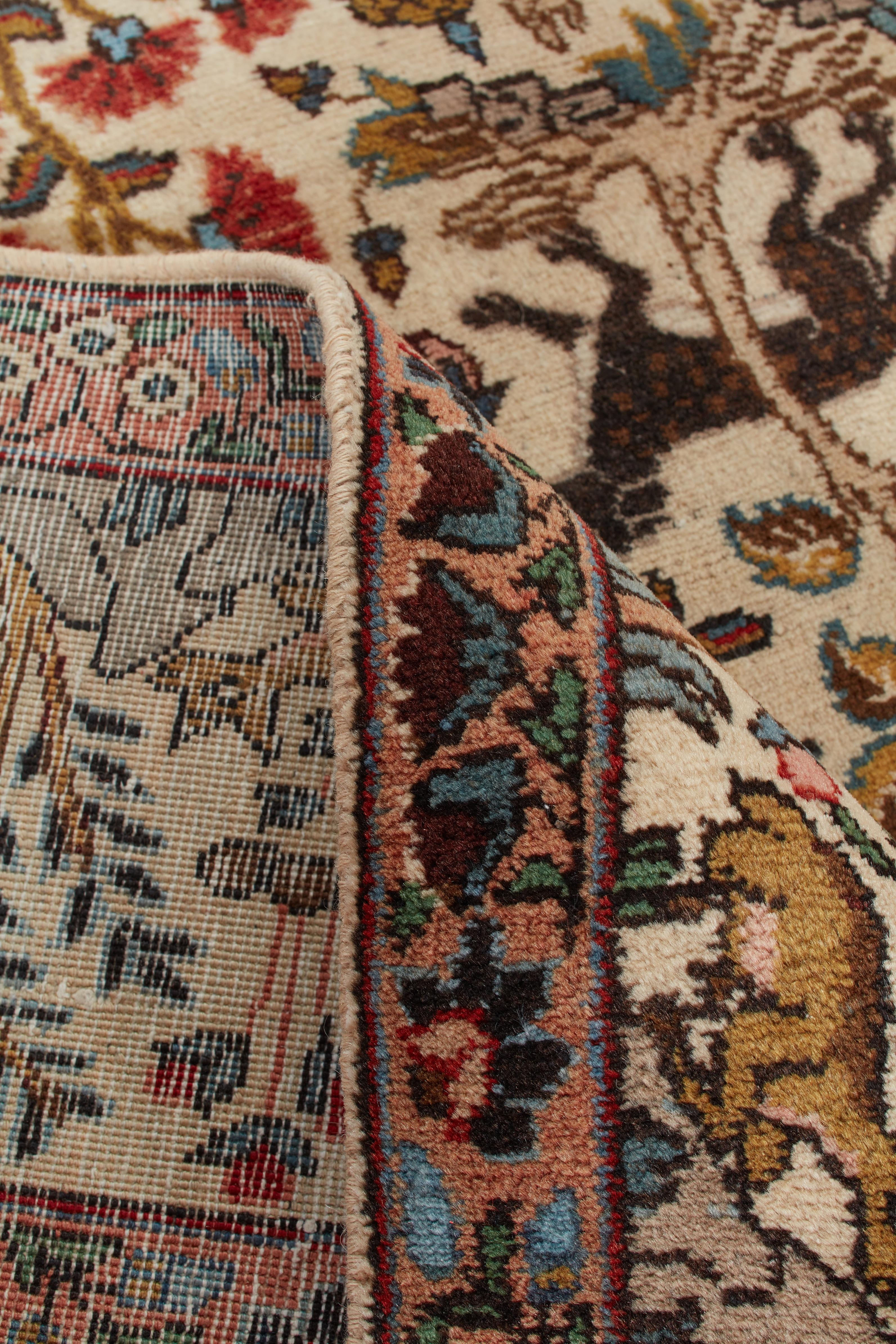 Perse Authentique tapis persan Tabriz en laine nouée à la main Ivoire 7' 4