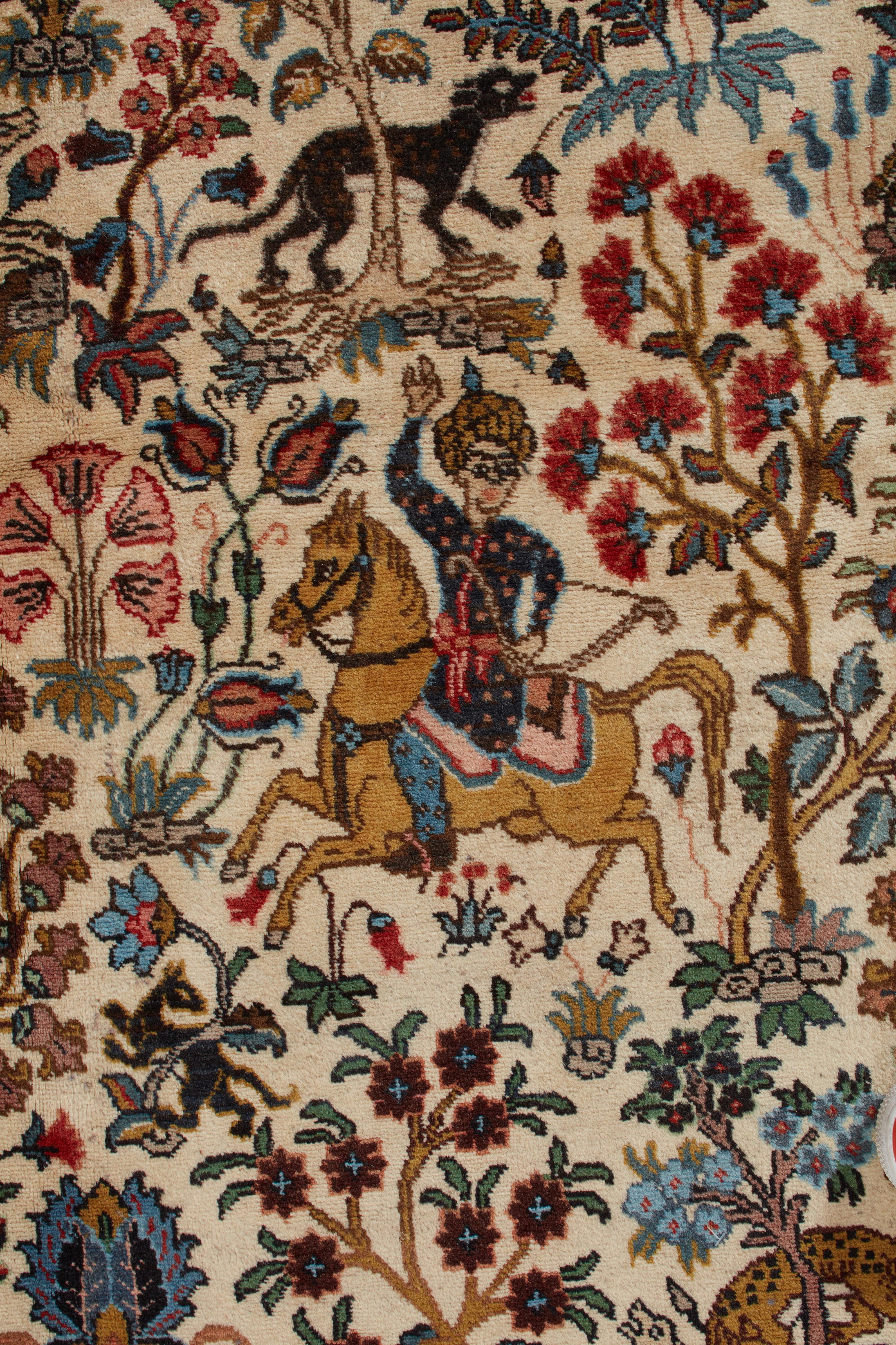 XXIe siècle et contemporain Authentique tapis persan Tabriz en laine nouée à la main Ivoire 7' 4