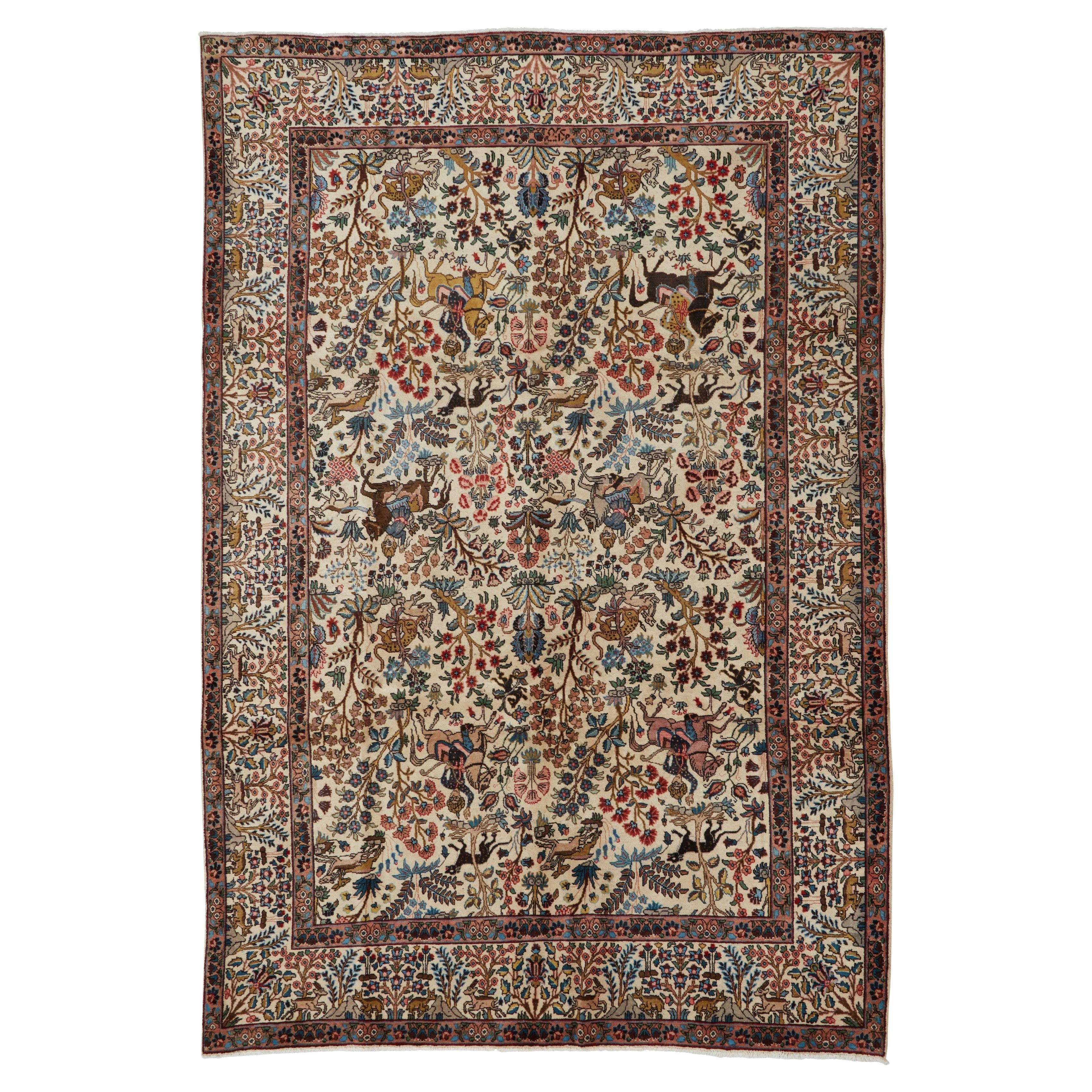 Authentische persische Tabriz handgeknüpfte Wolle Elfenbein Bereich Teppich 7
 4" x 11
 0"