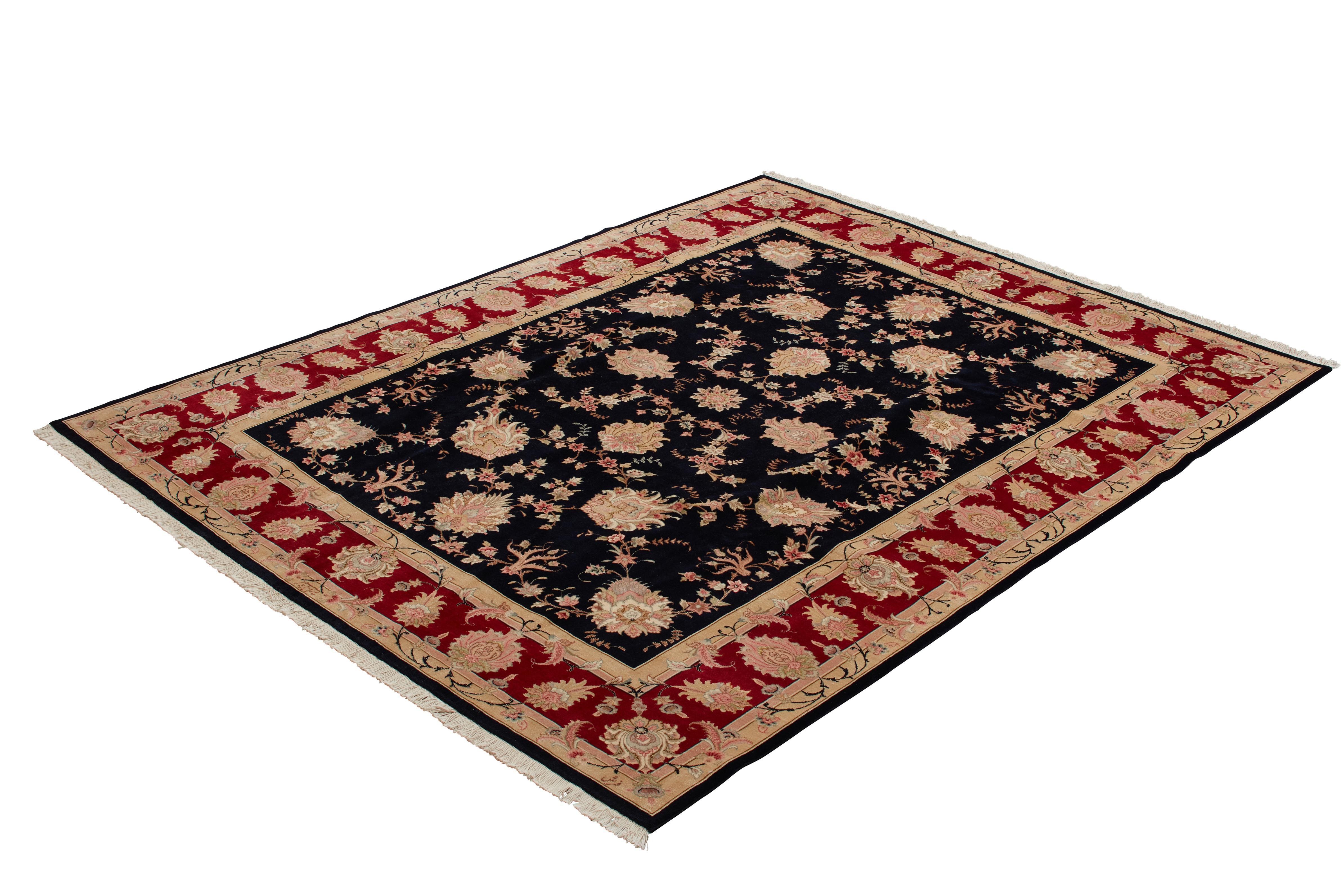 Authentische persische Tabriz handgeknüpfte Wolle Elfenbein Bereich Teppich 9' 0