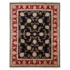 Authentique tapis persan Tabriz en laine nouée à la main Ivoire 9
0" x 11
5"