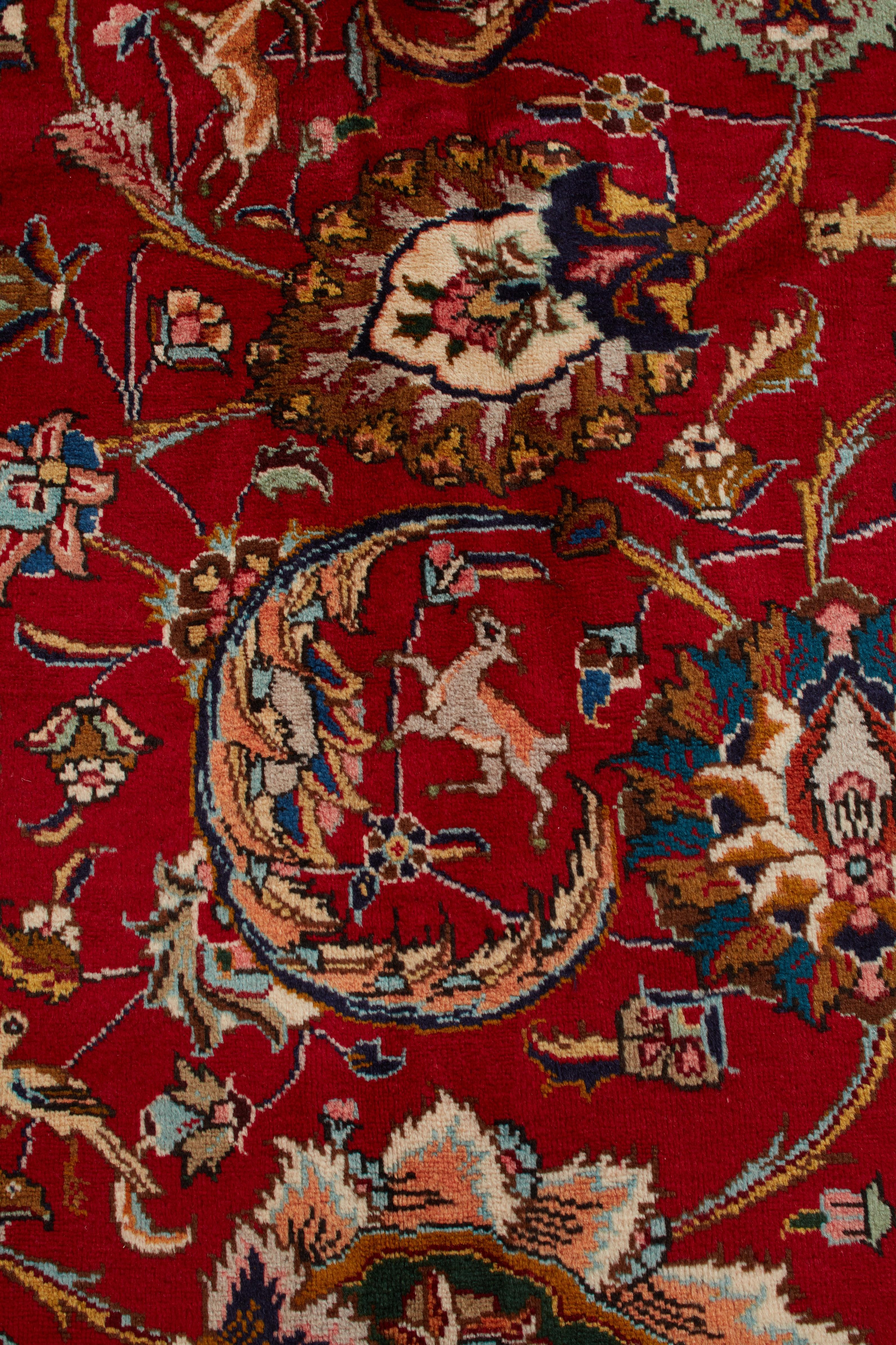 Authentische persische Tabriz handgeknüpfte Wolle rot Bereich Teppich 8' 0