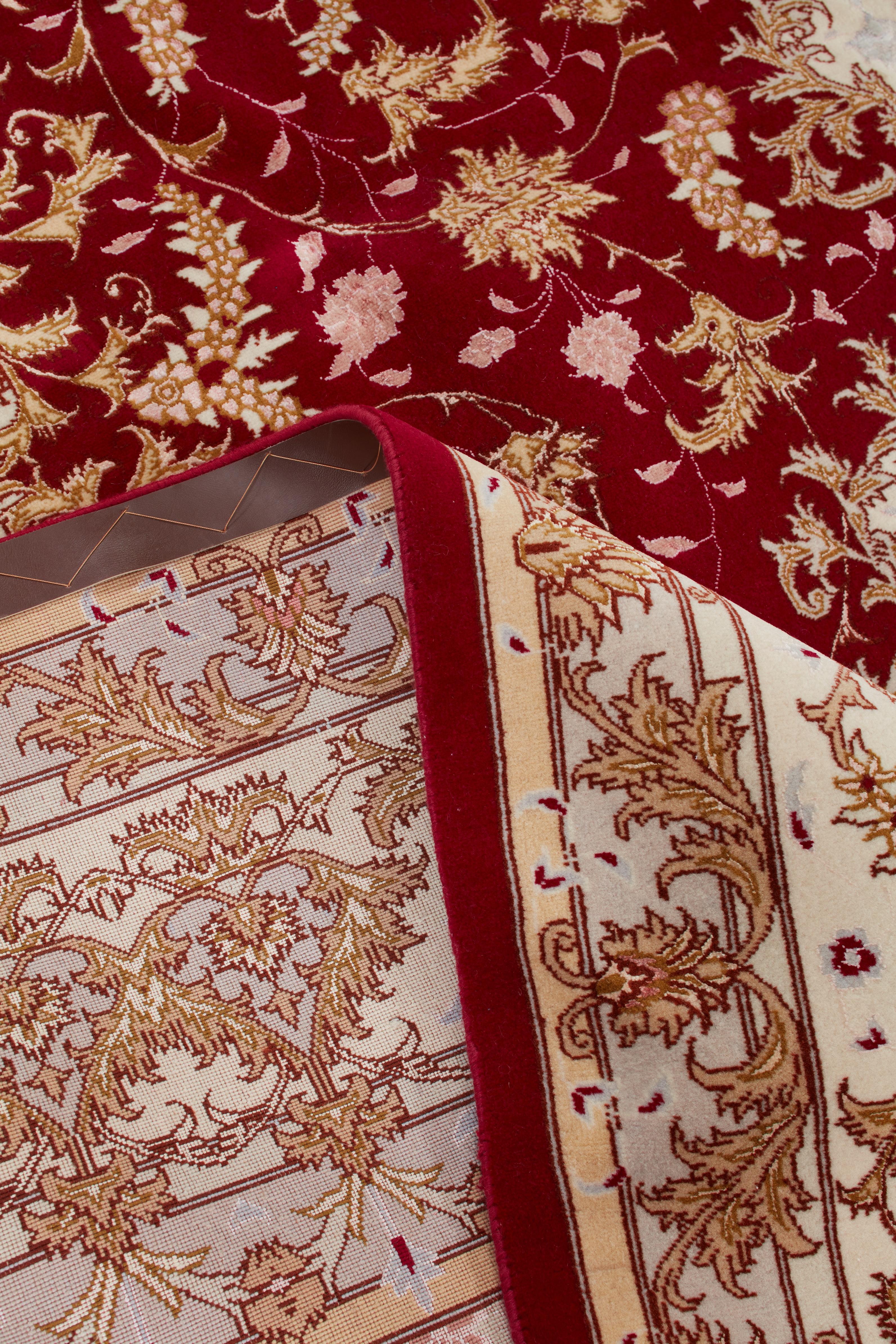 Persiano Autentico tappeto persiano Tabriz annodato a mano in lana misto seta blu 8' 3