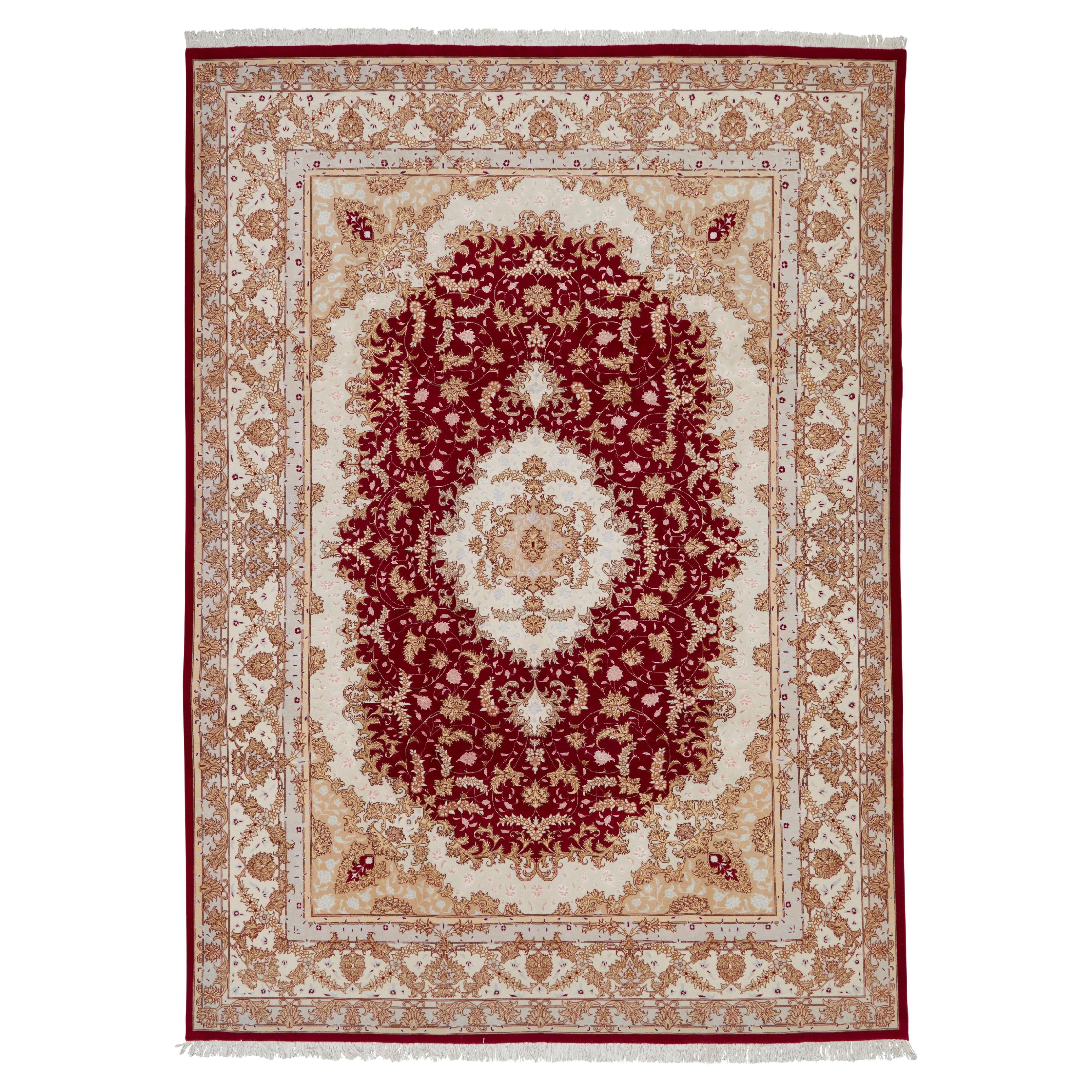 Autentico tappeto persiano Tabriz annodato a mano in lana misto seta blu 8
3" x 11