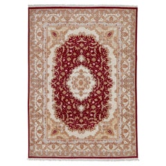 Autentico tappeto persiano Tabriz annodato a mano in lana misto seta blu 8
3" x 11