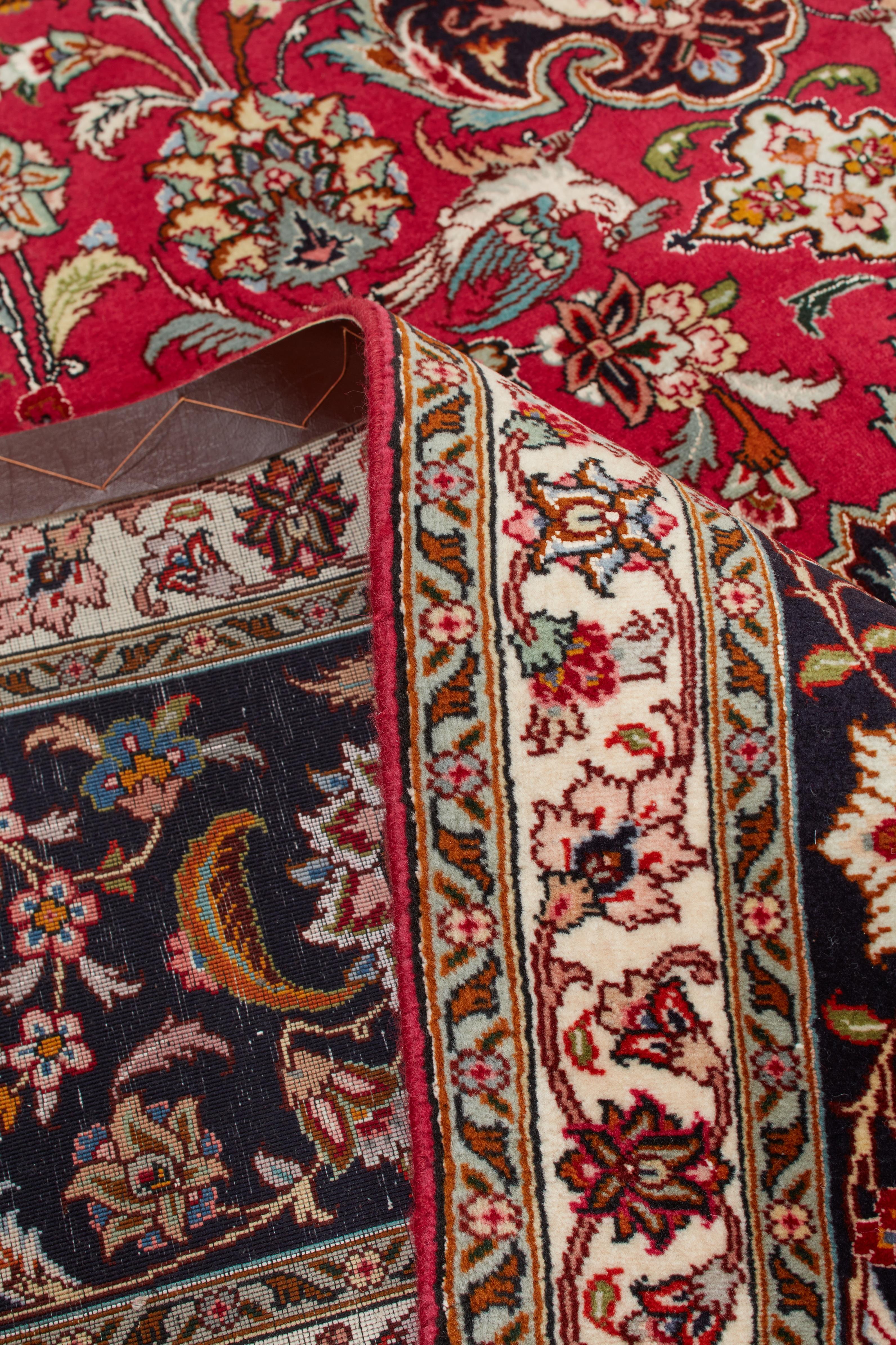 Authentische persische Tabriz handgeknüpfte Wolle Seidenmischung rot Bereich Teppich 8' 2