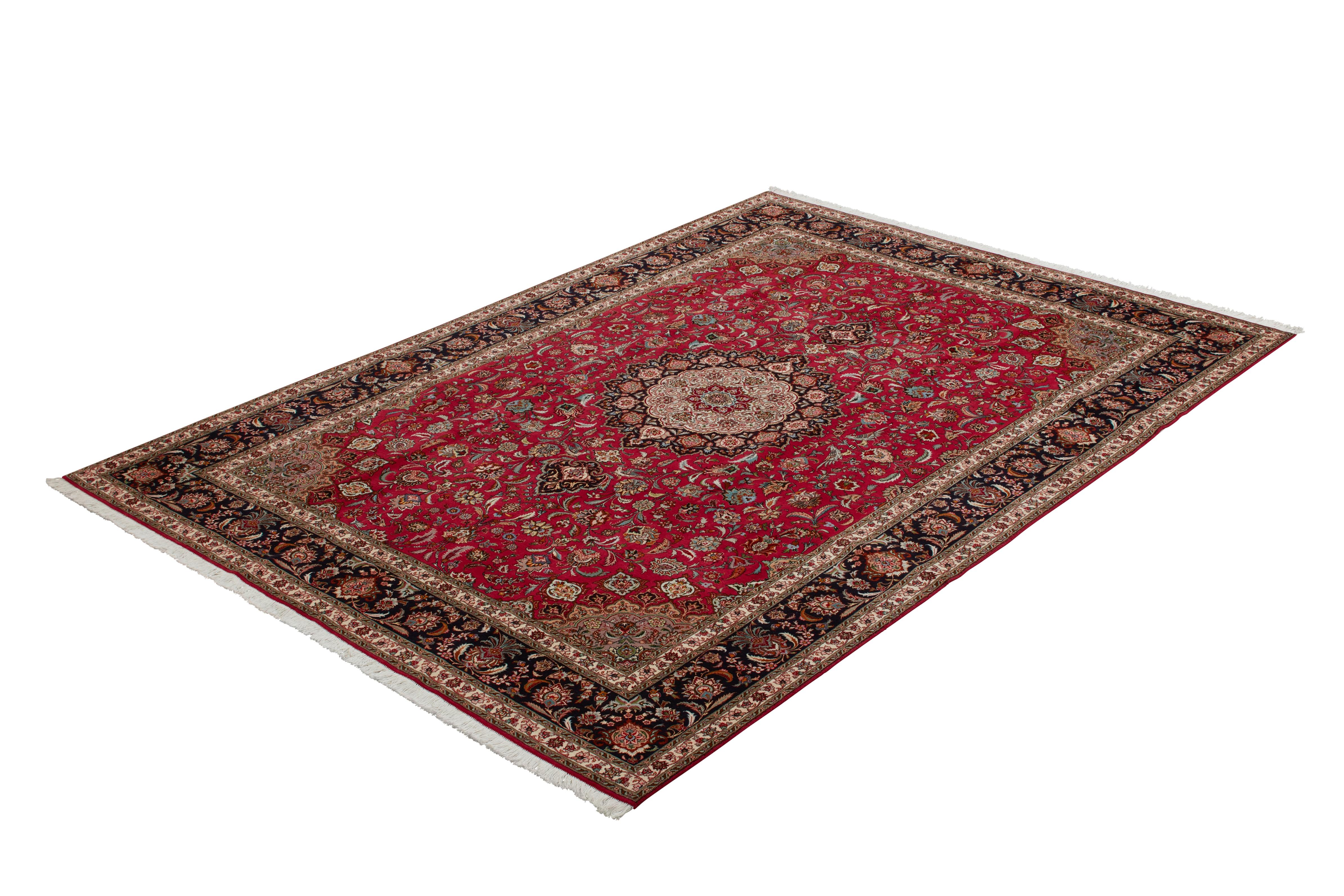 Authentische persische Tabriz handgeknüpfte Wolle Seidenmischung rot Bereich Teppich 8' 2