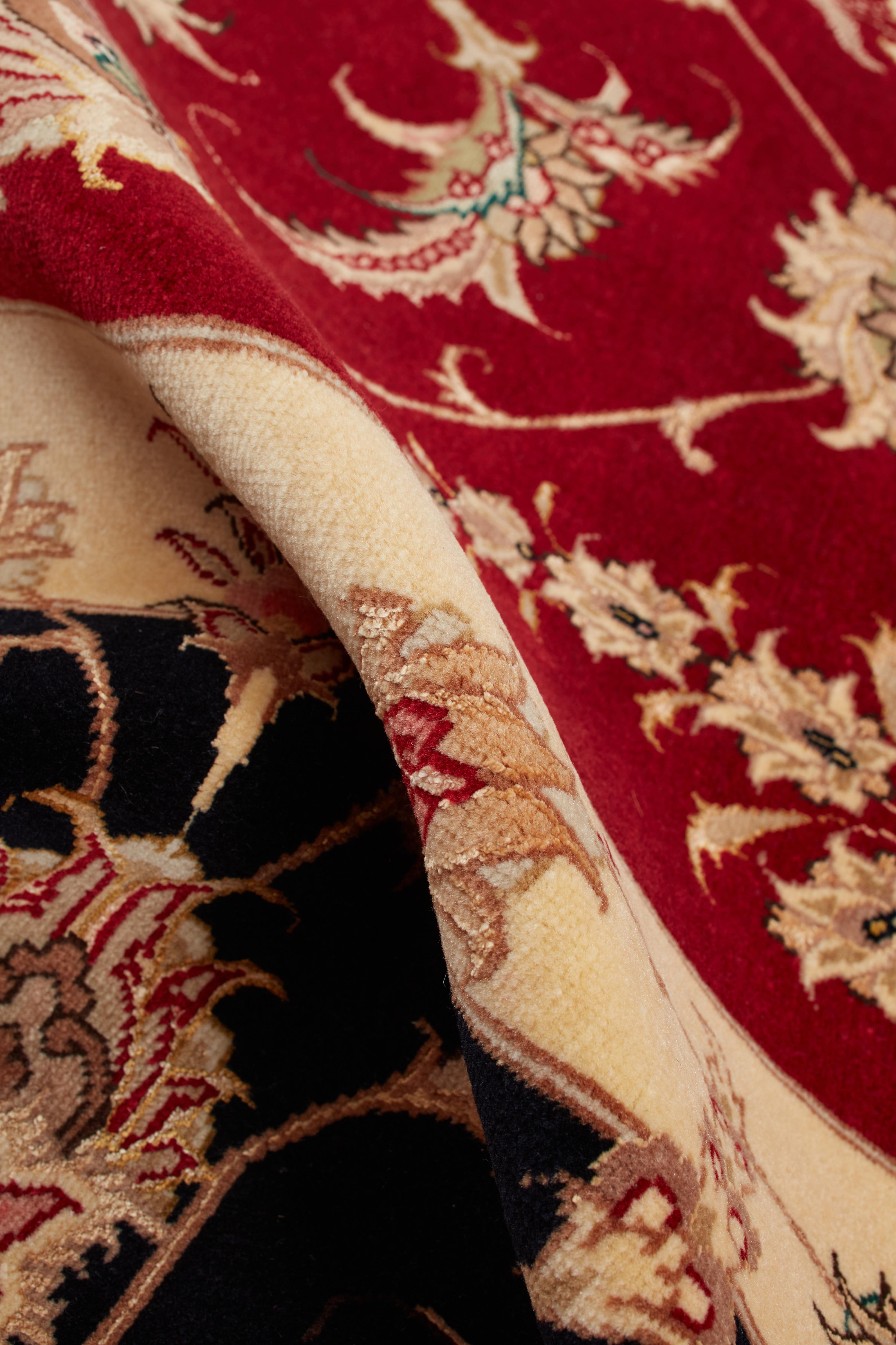 Authentische persische Tabriz handgeknüpfte Wolle Seidenmischung rot Bereich Teppich 8' 4