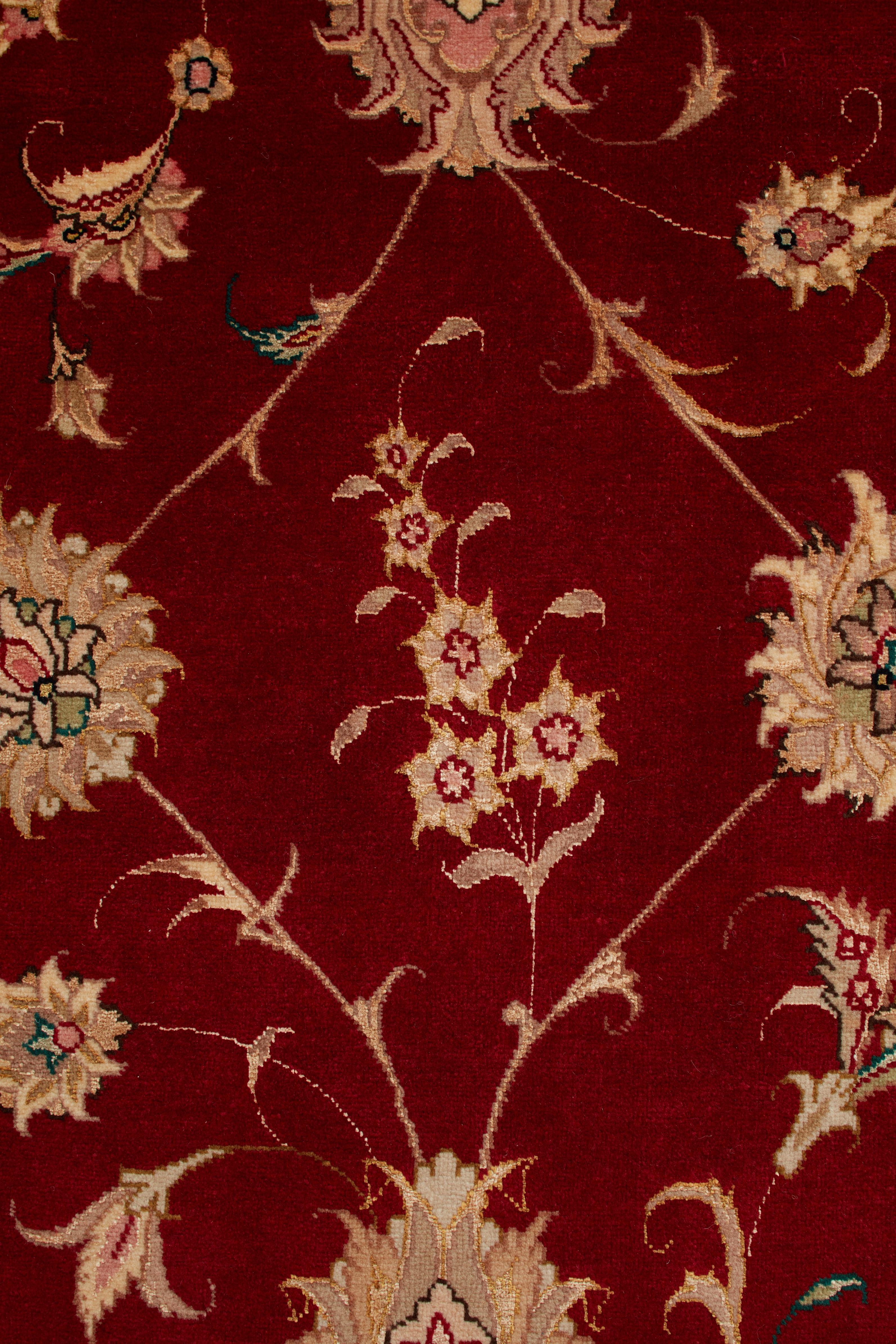 Authentische persische Tabriz handgeknüpfte Wolle Seidenmischung rot Bereich Teppich 8' 4