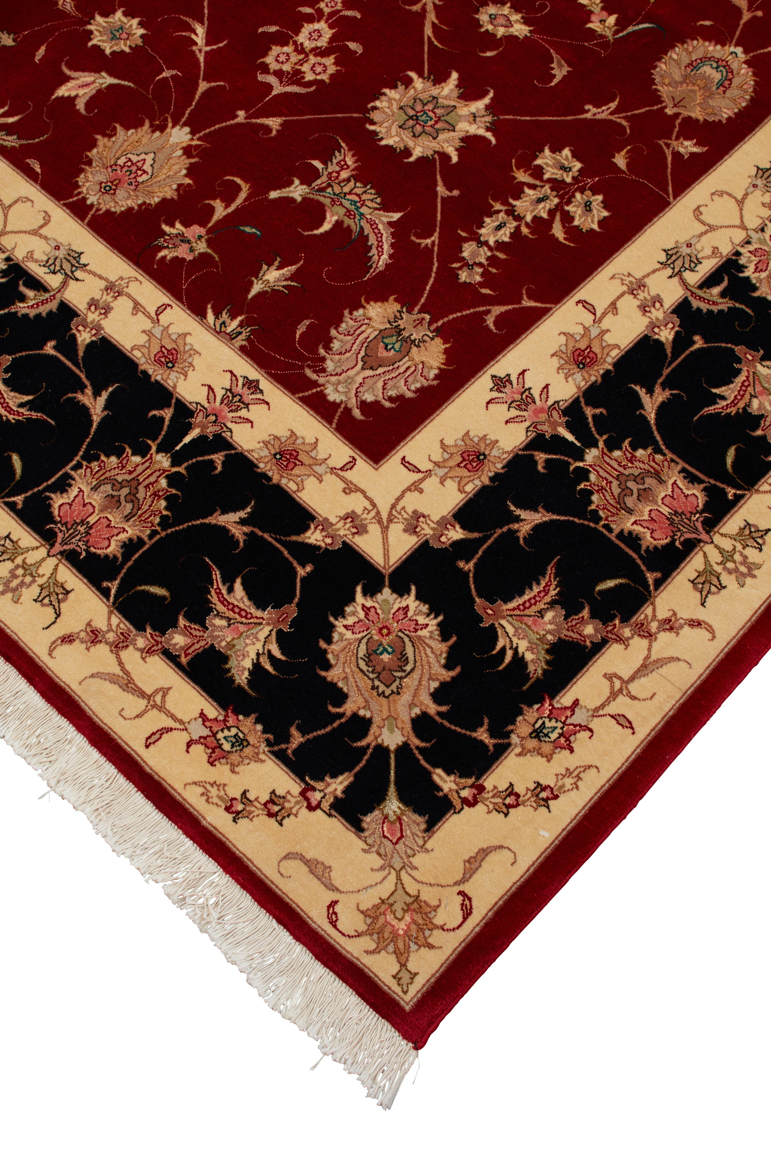 Authentische persische Tabriz handgeknüpfte Wolle Seidenmischung rot Bereich Teppich 8' 4