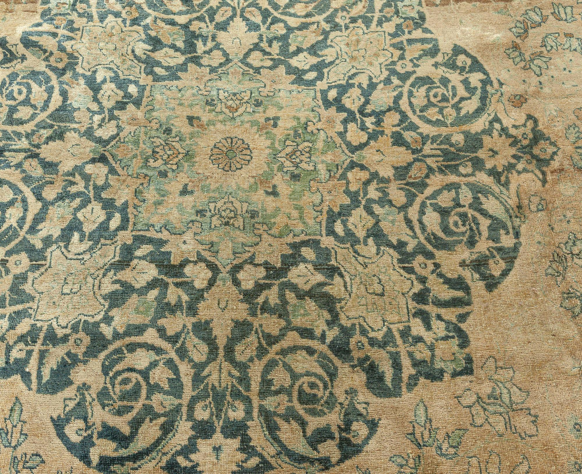 Hand-Woven Authentic Persian Tabriz Handmade Wool Rug For Sale