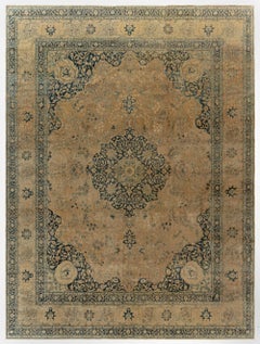 Antique Authentic Persian Tabriz Handmade Wool Rug
