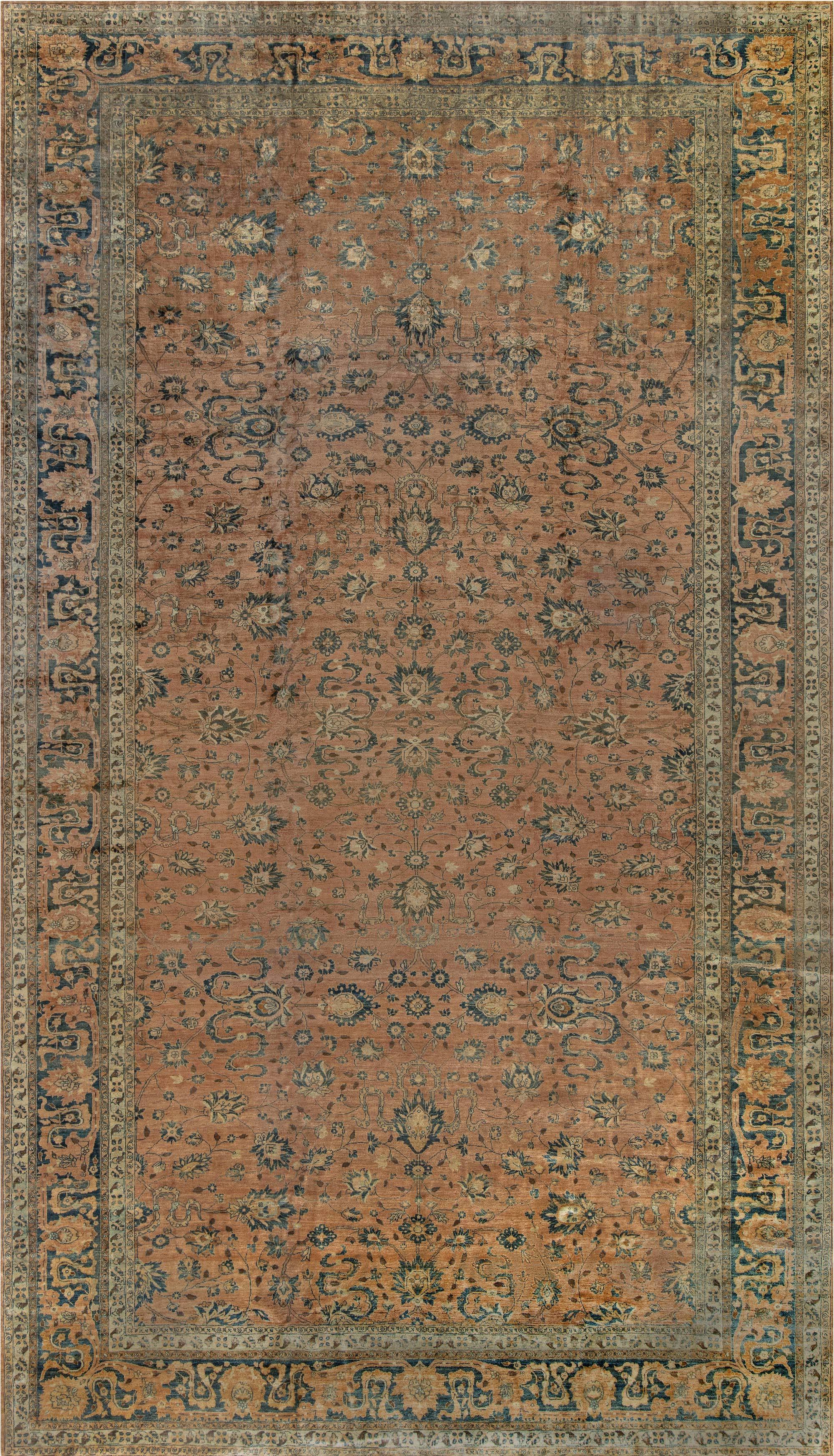 Authentic Persian Tabriz Handmade Wool Rug For Sale